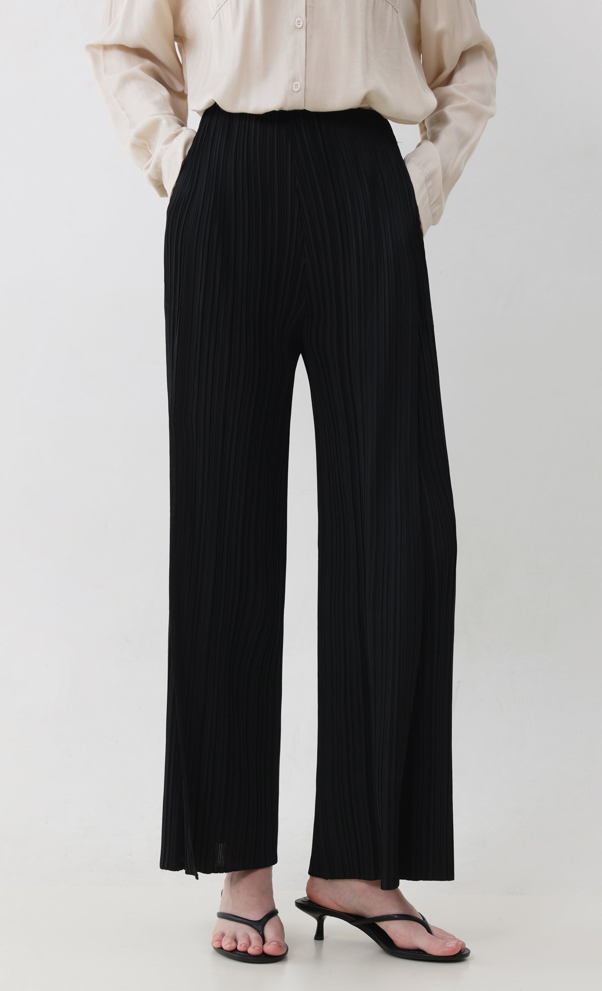 Limit pleated pants_black