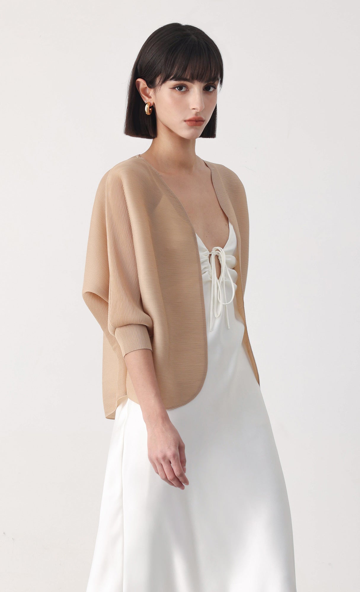 Ainy pleated cardigan jacket_beige