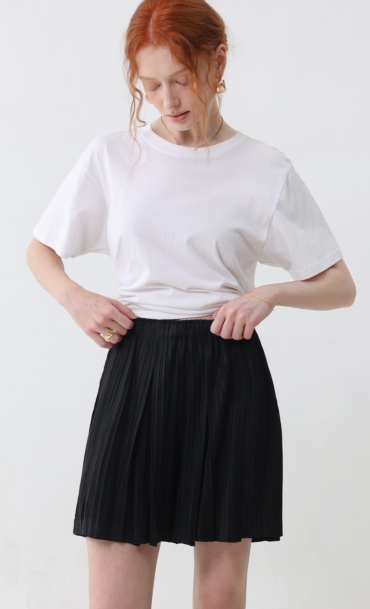 Dain pleated half pants_black