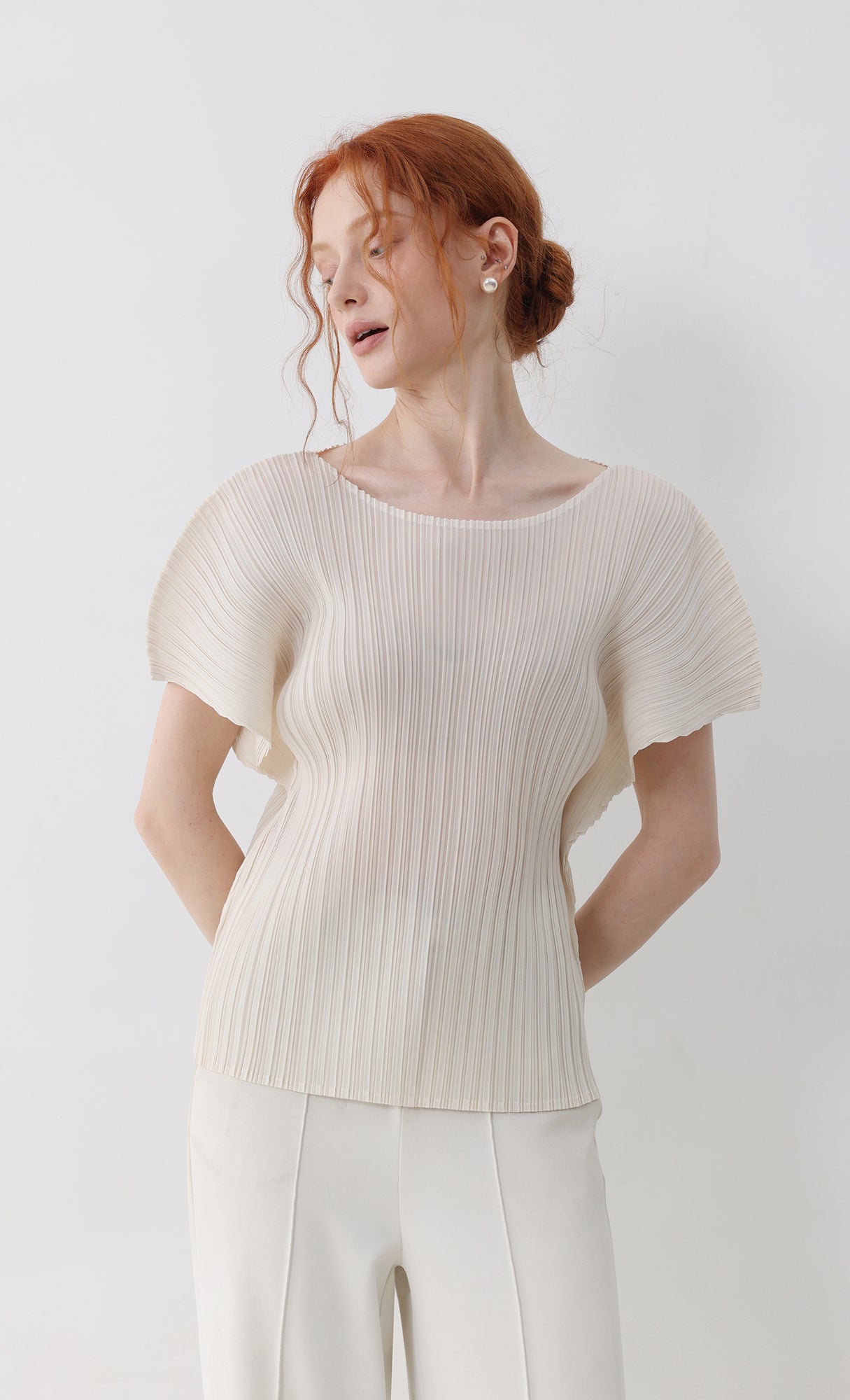 Fresh pleated top_ivory