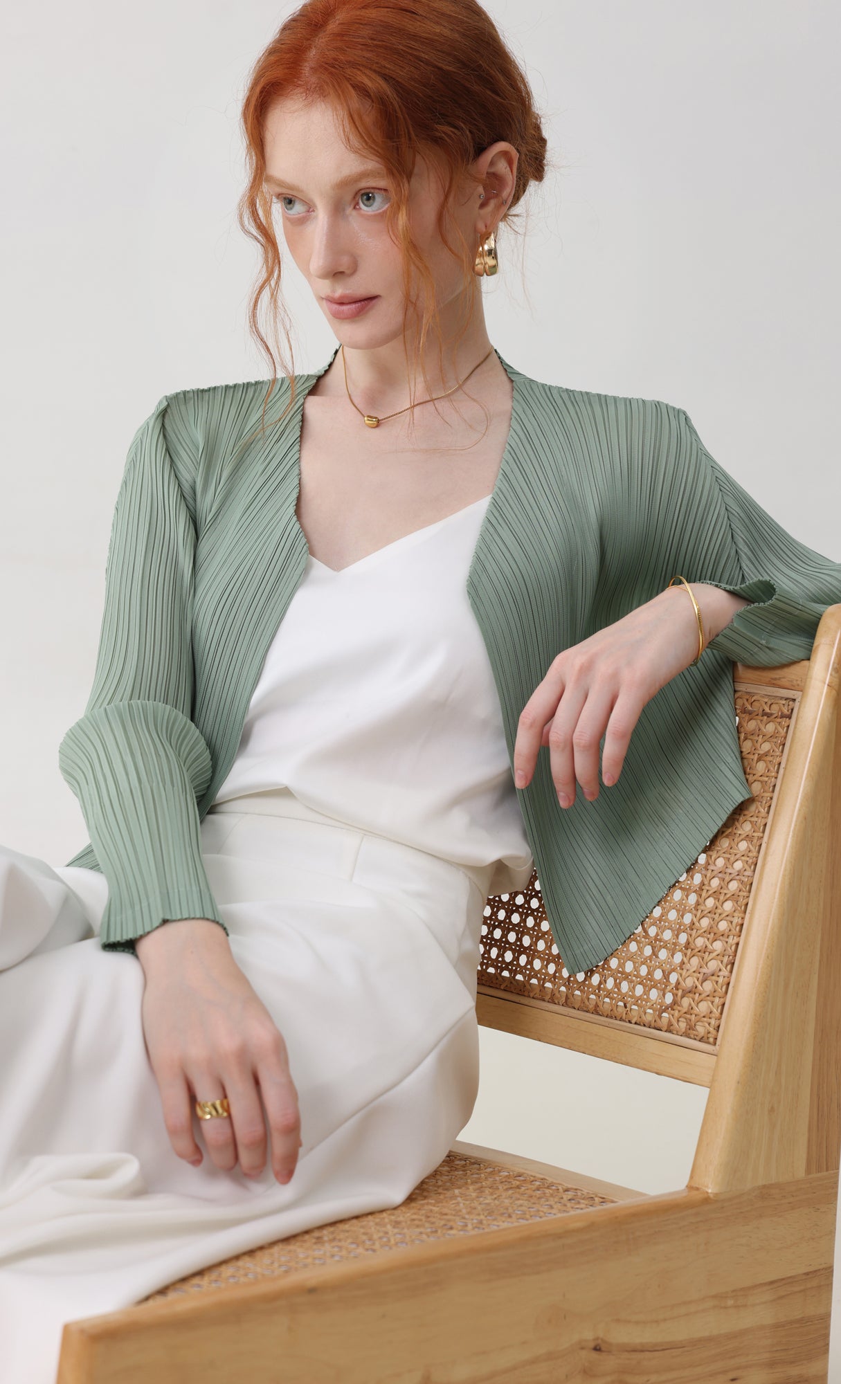 Cod pleated cardigan_mint
