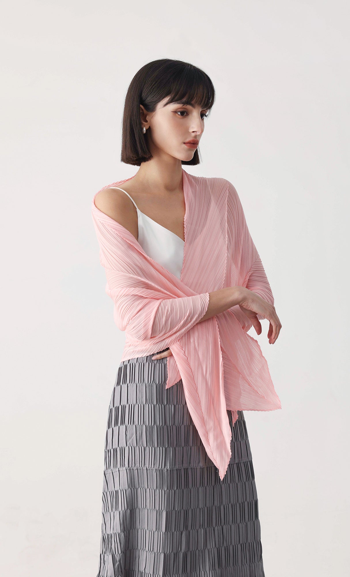 Essential pleated scarf_pink