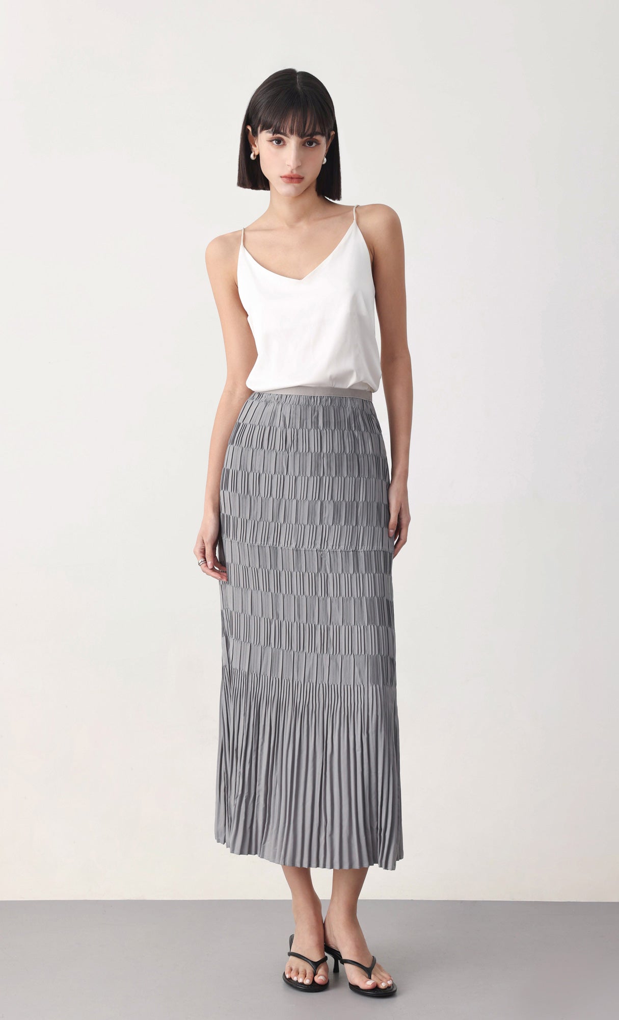 Rolly pleated skirt_grey