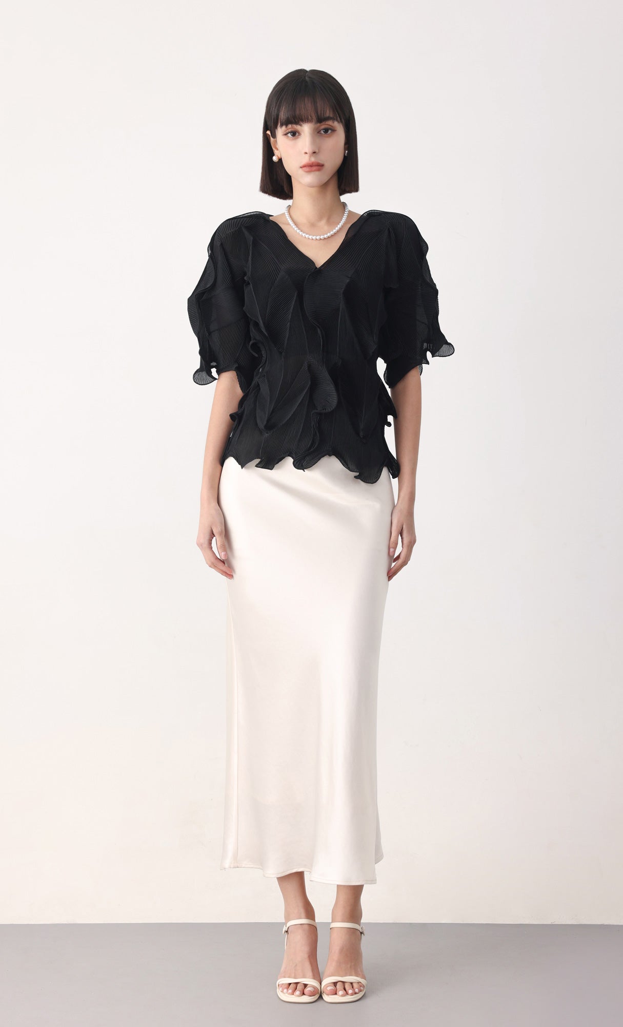 Curves pleated blouse_black