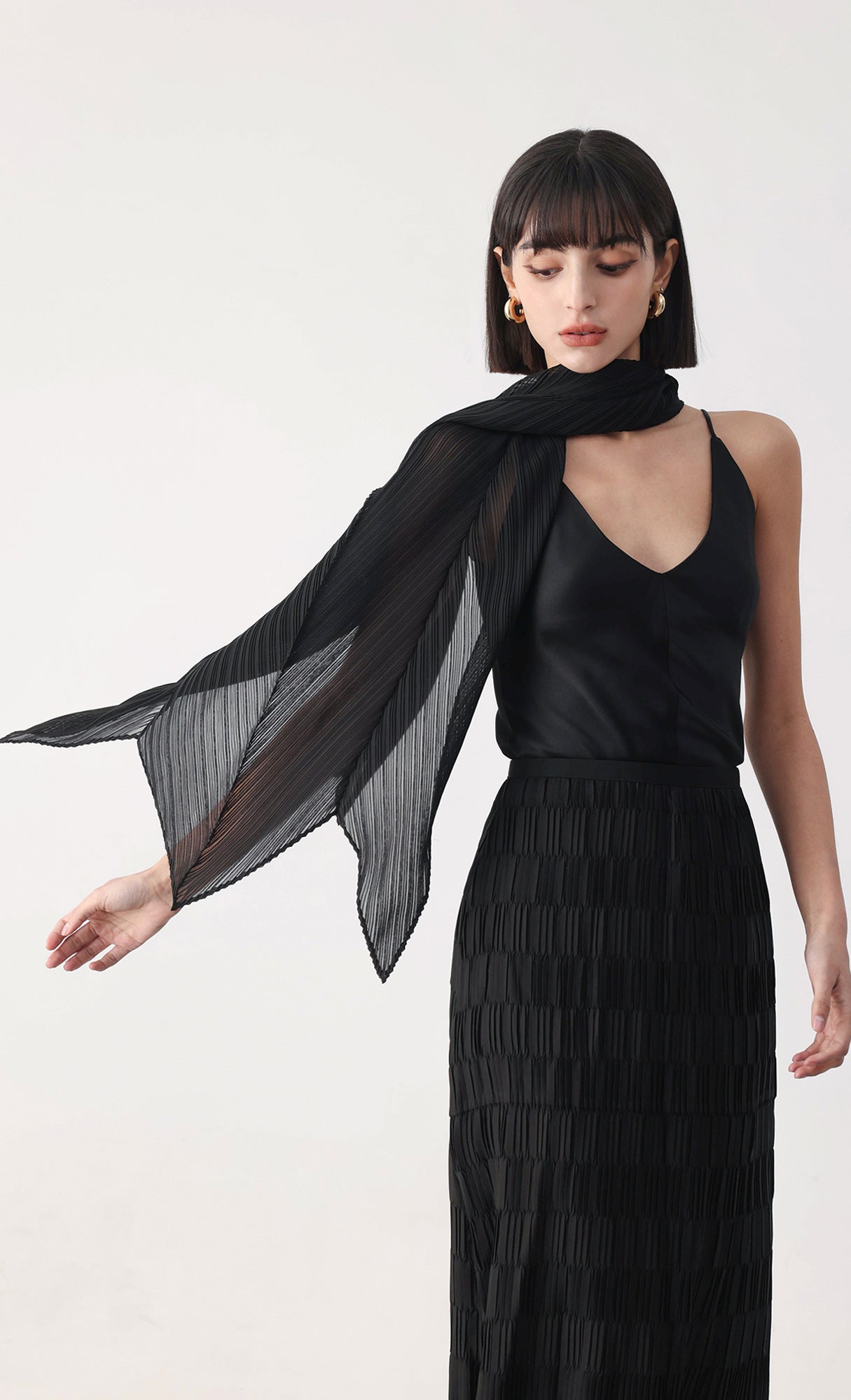 Essential pleated scarf_black