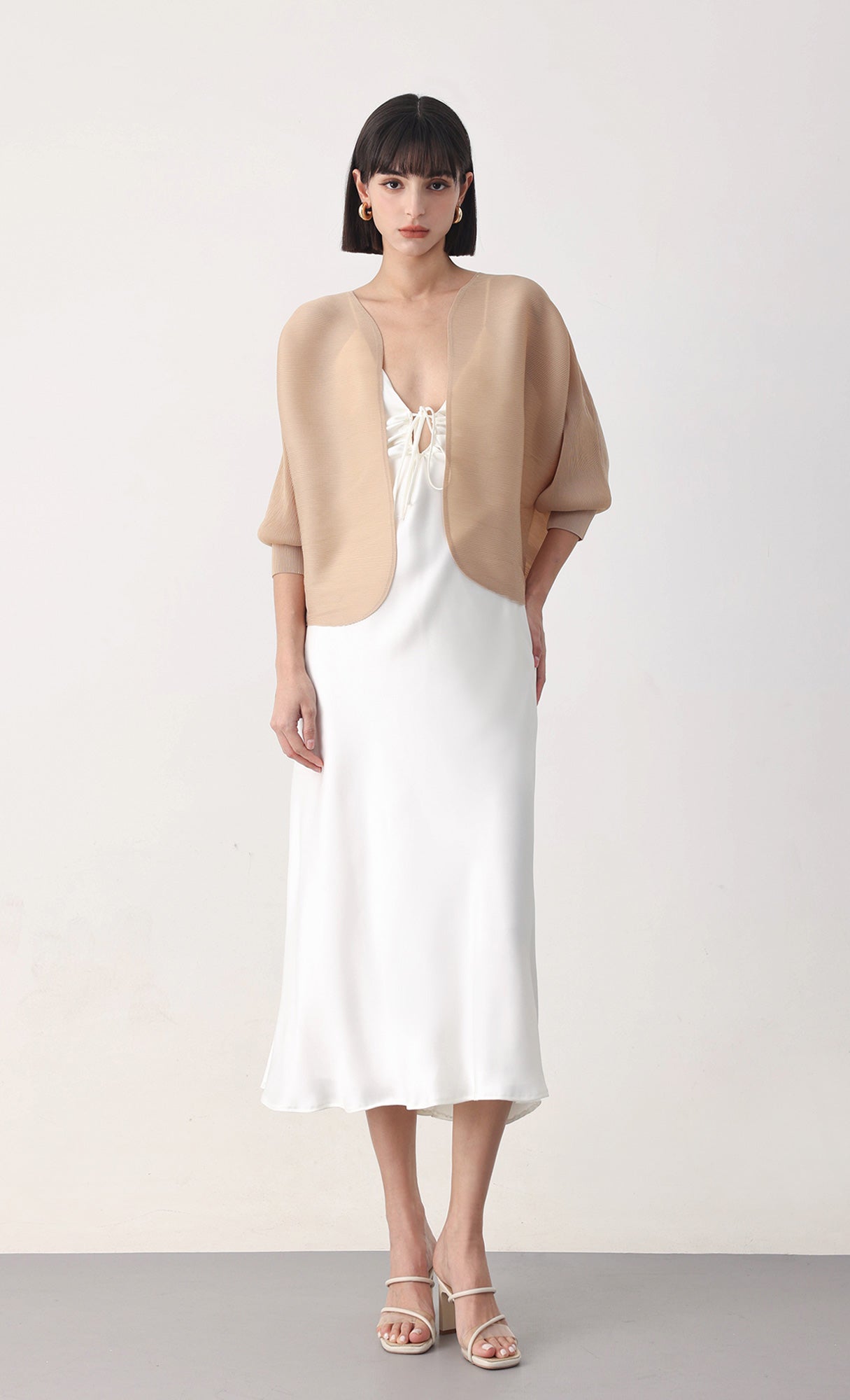 Ainy pleated cardigan jacket_beige