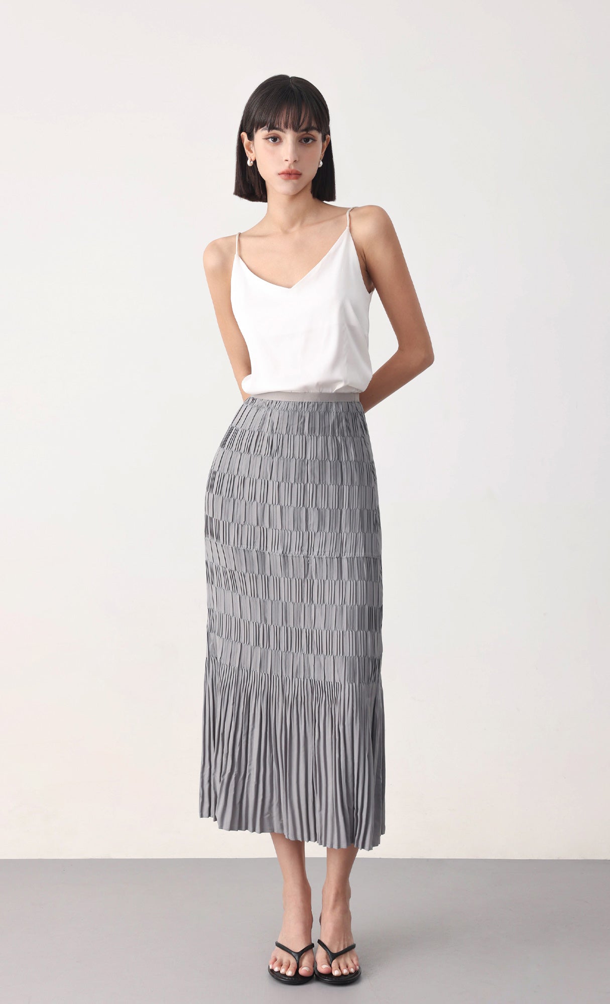 Rolly pleated skirt_grey