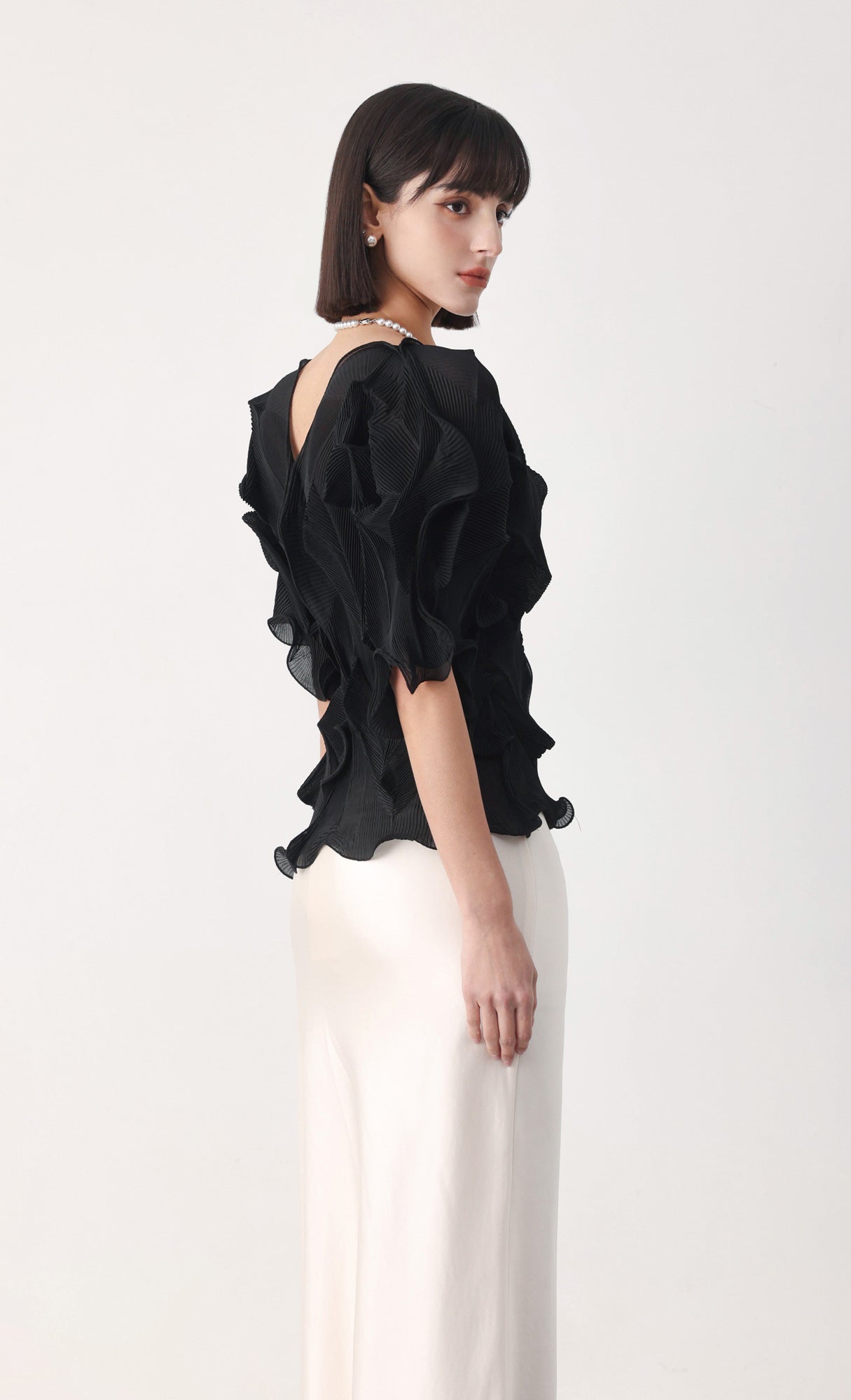 Curves pleated blouse_black