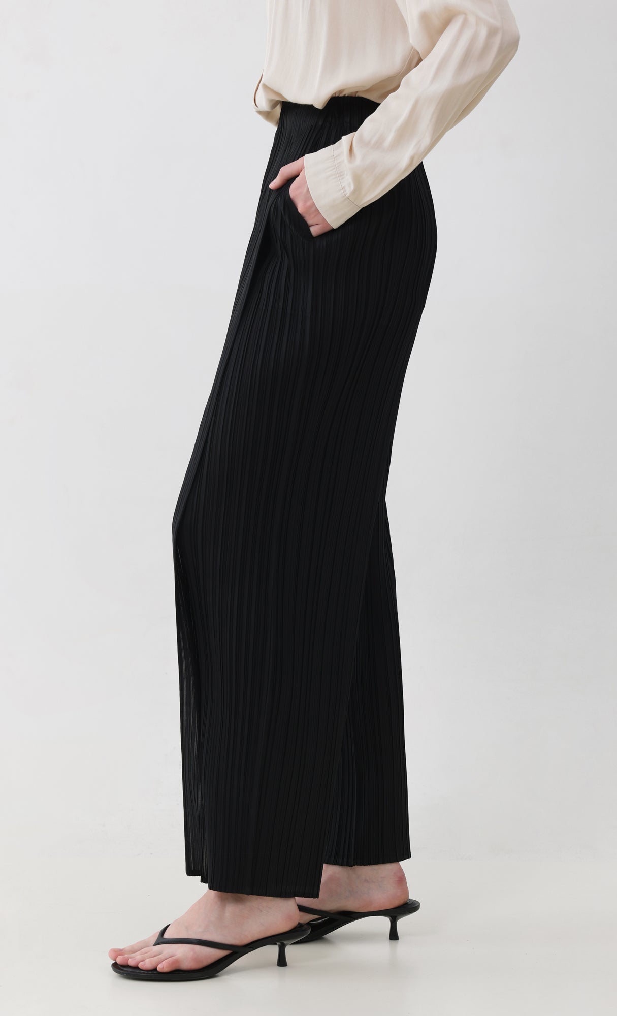 Limit pleated pants_black