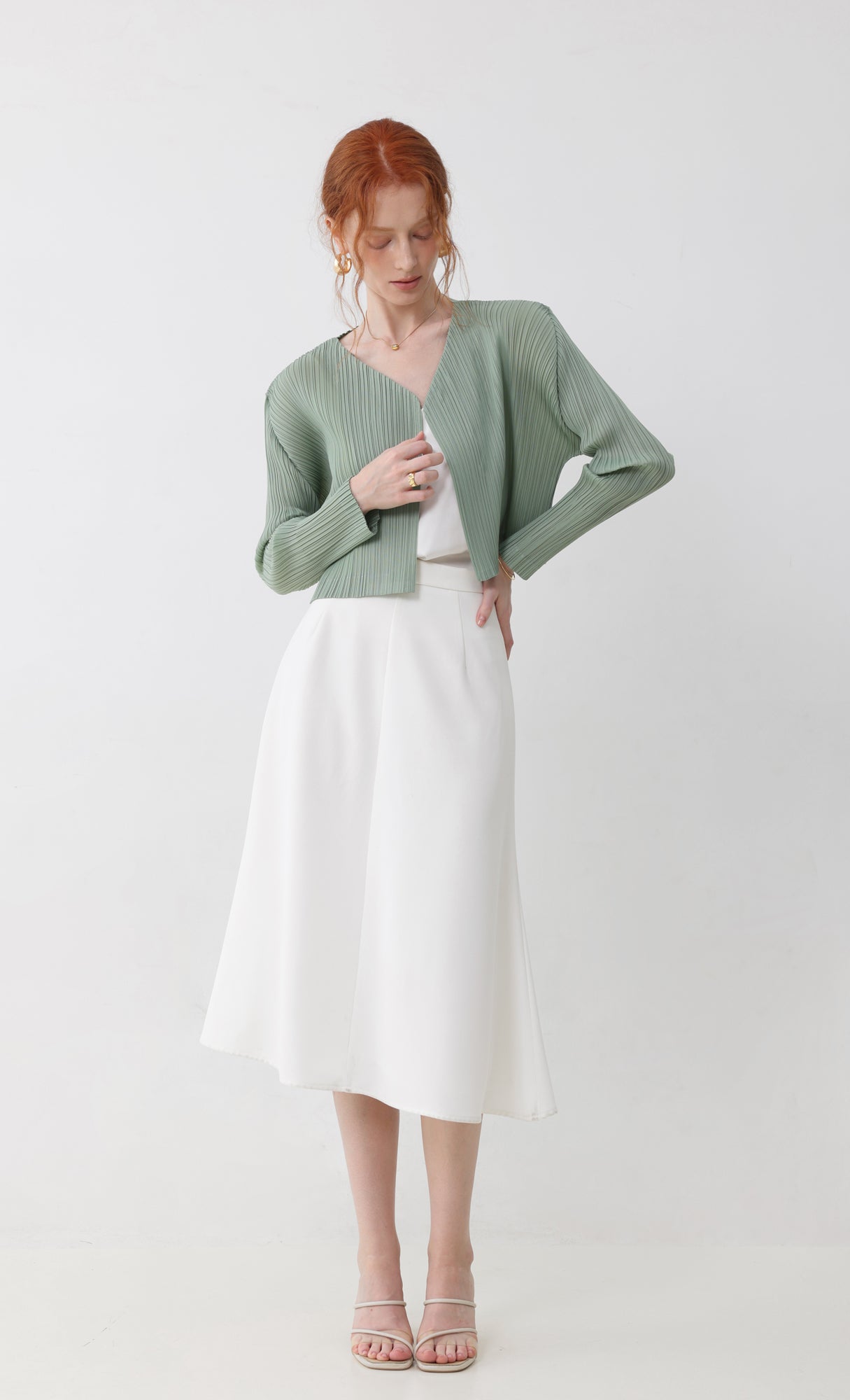 Cod pleated cardigan_mint