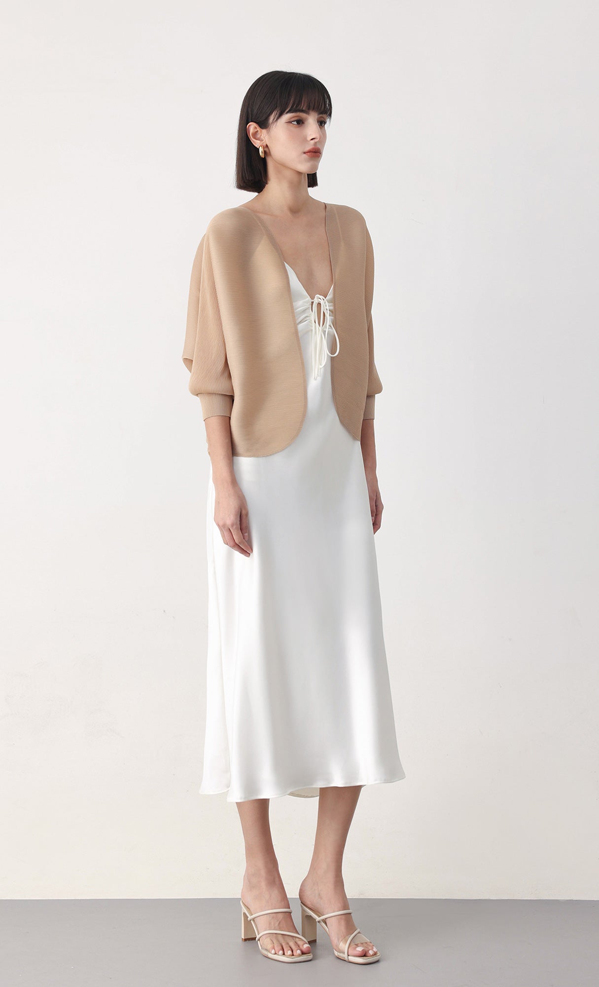 Ainy pleated cardigan jacket_beige