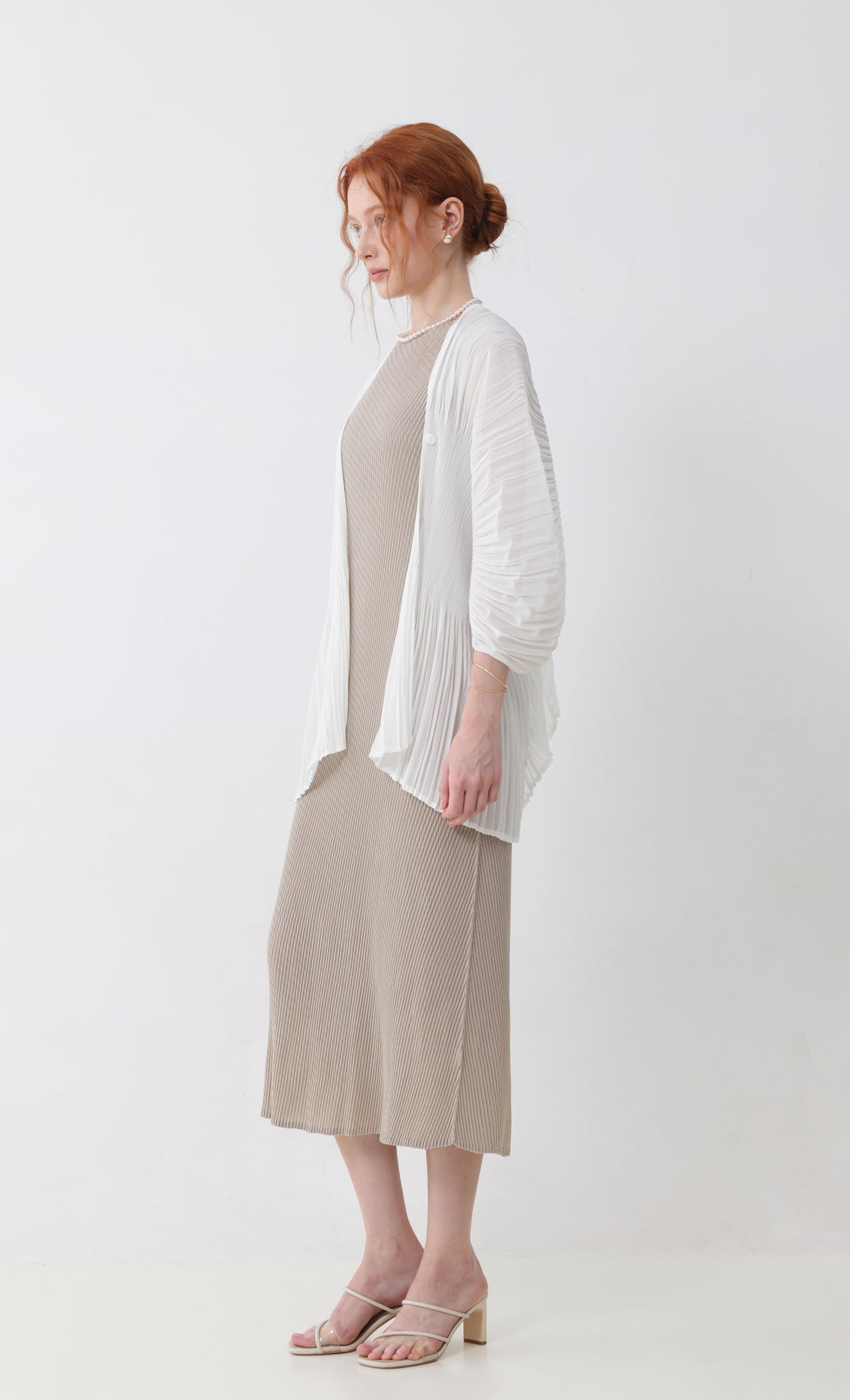 Aban pleated puff cardigan_ivory