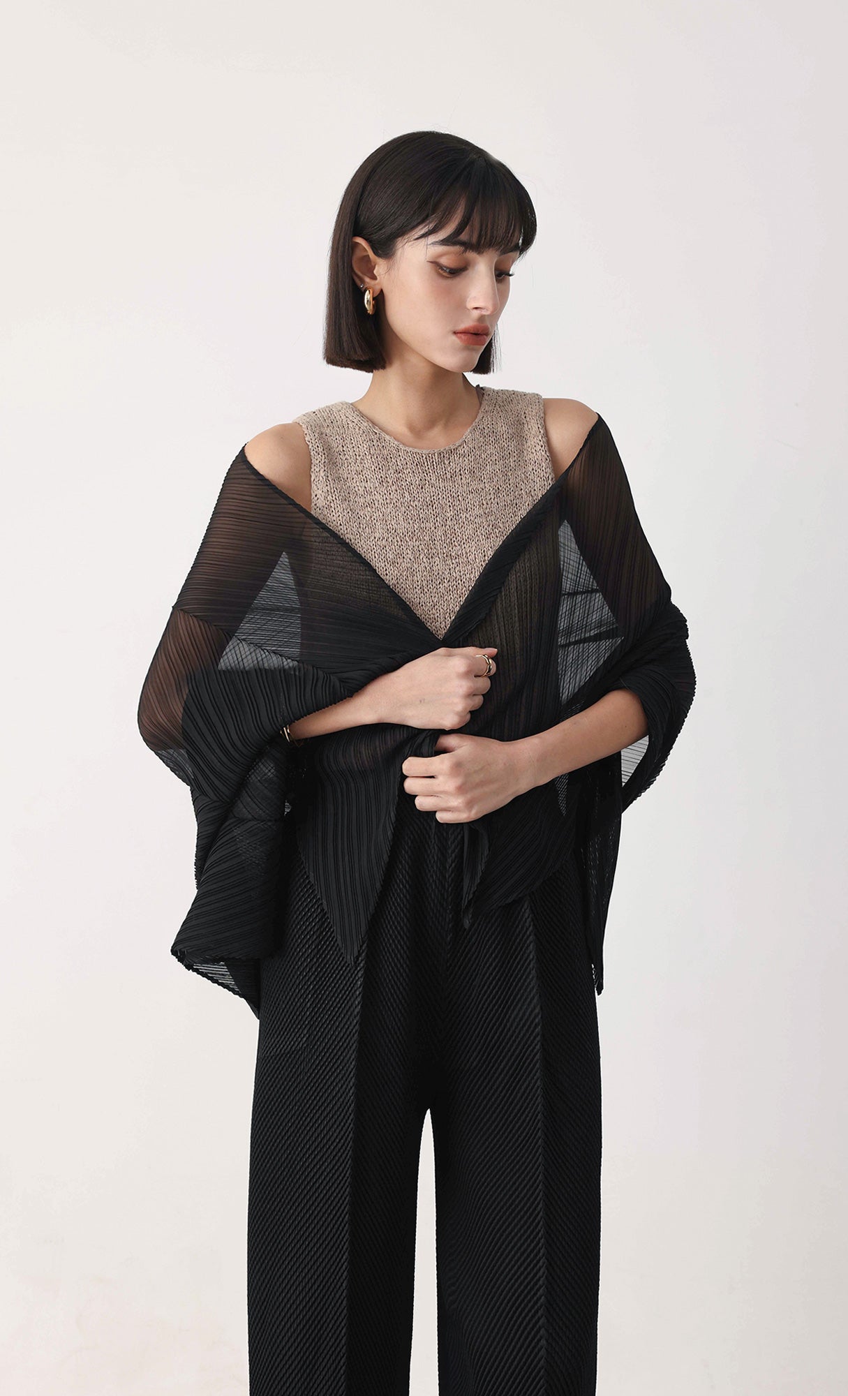 Essential pleated scarf_black