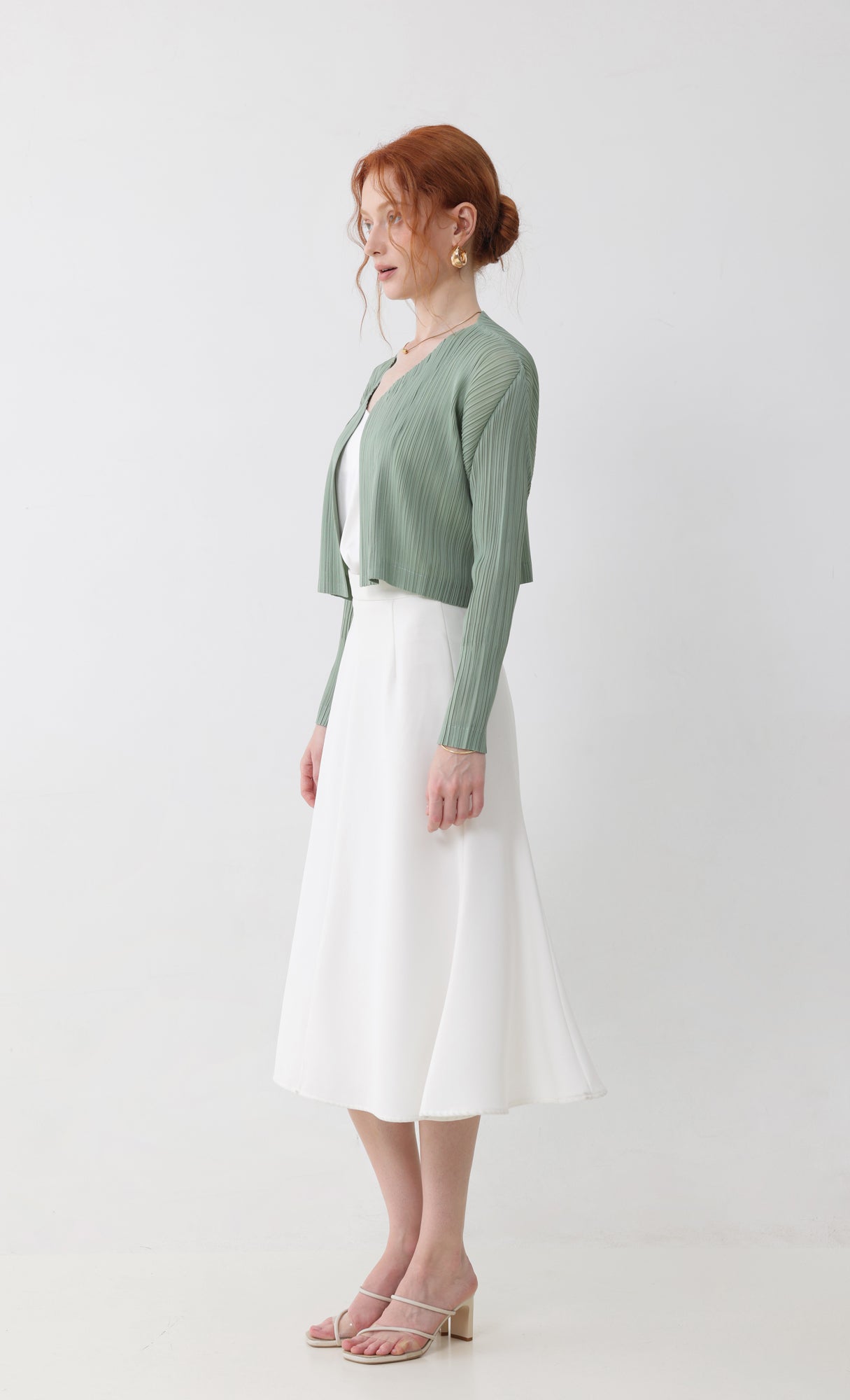 Cod pleated cardigan_mint
