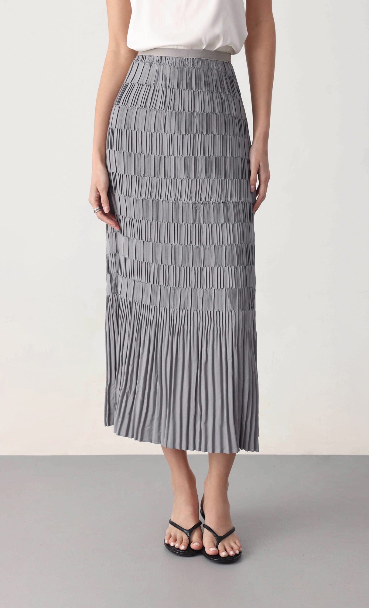 Rolly pleated skirt_grey
