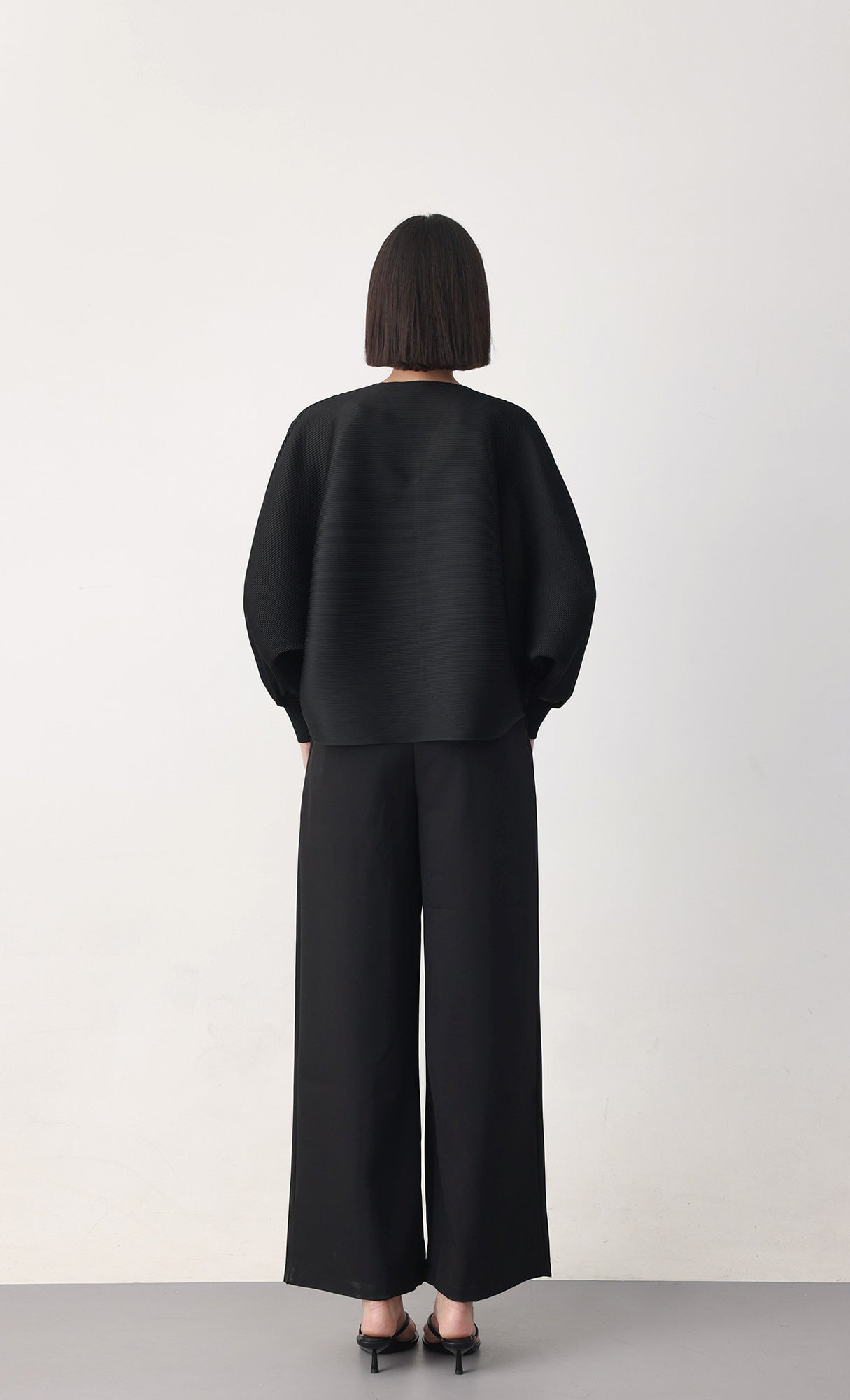 Ray pleated cardigan_black