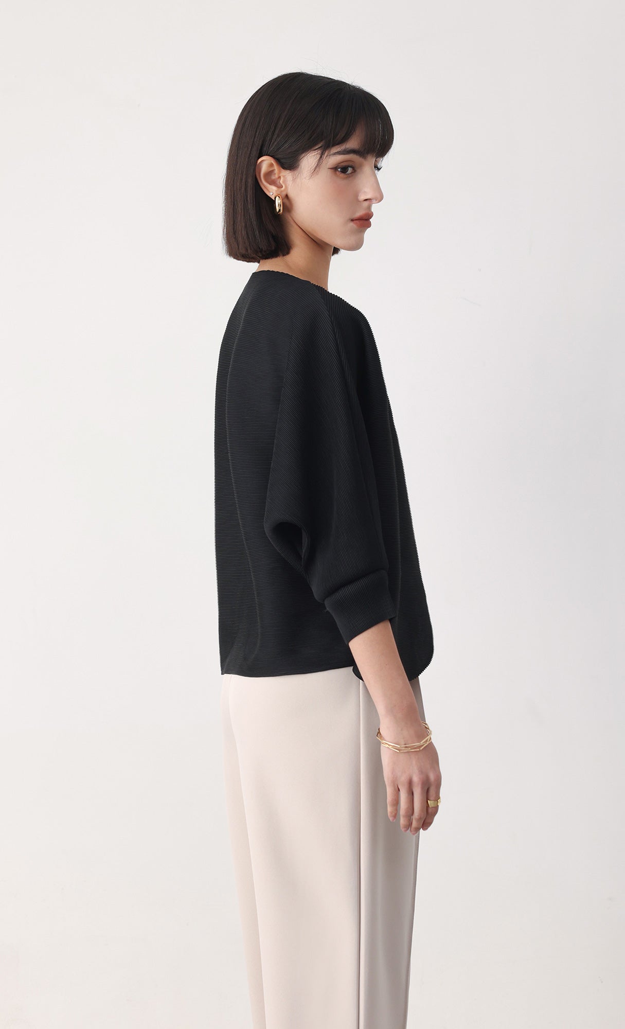 Ainy pleated cardigan jacket_black