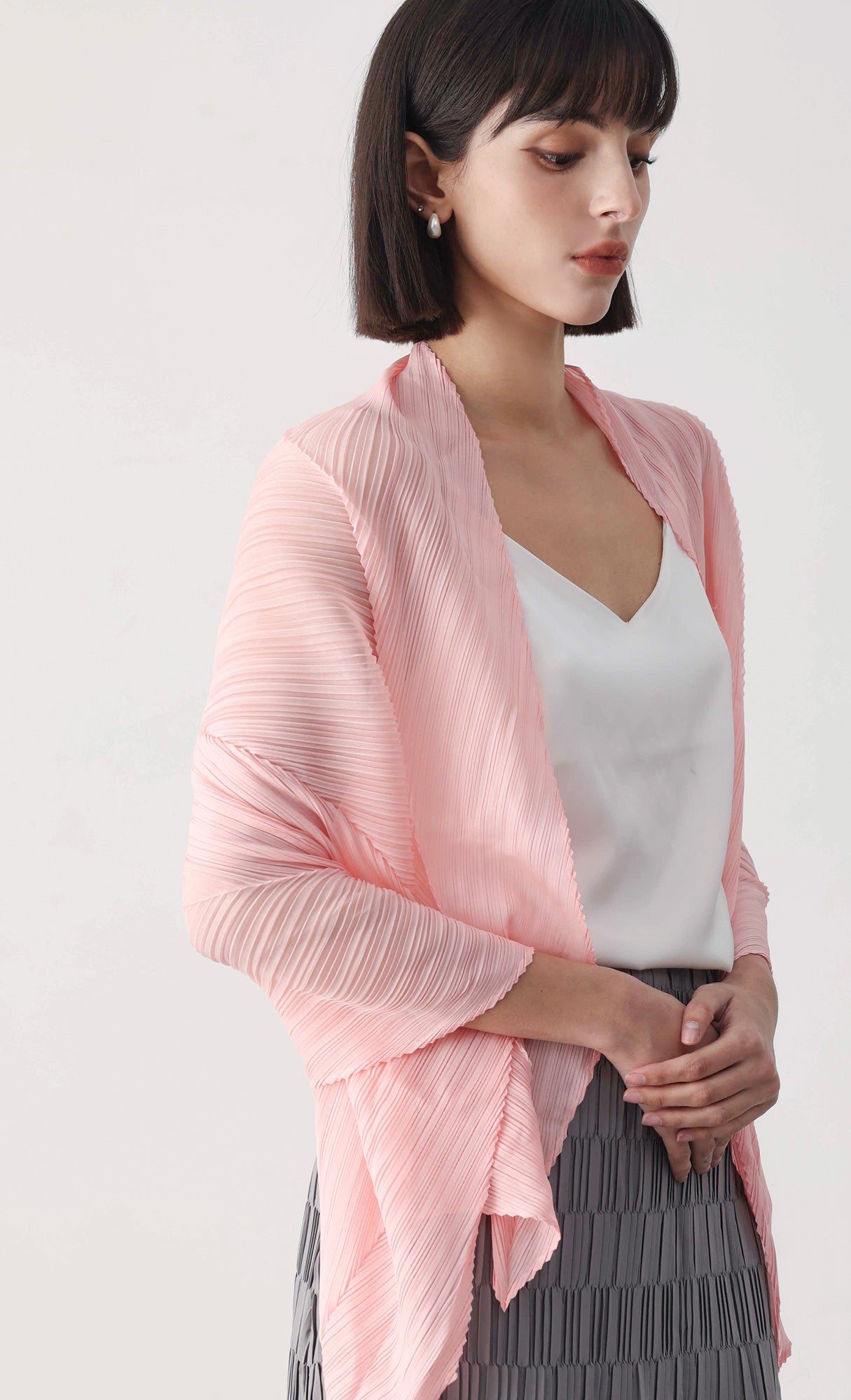 Essential pleated scarf_pink