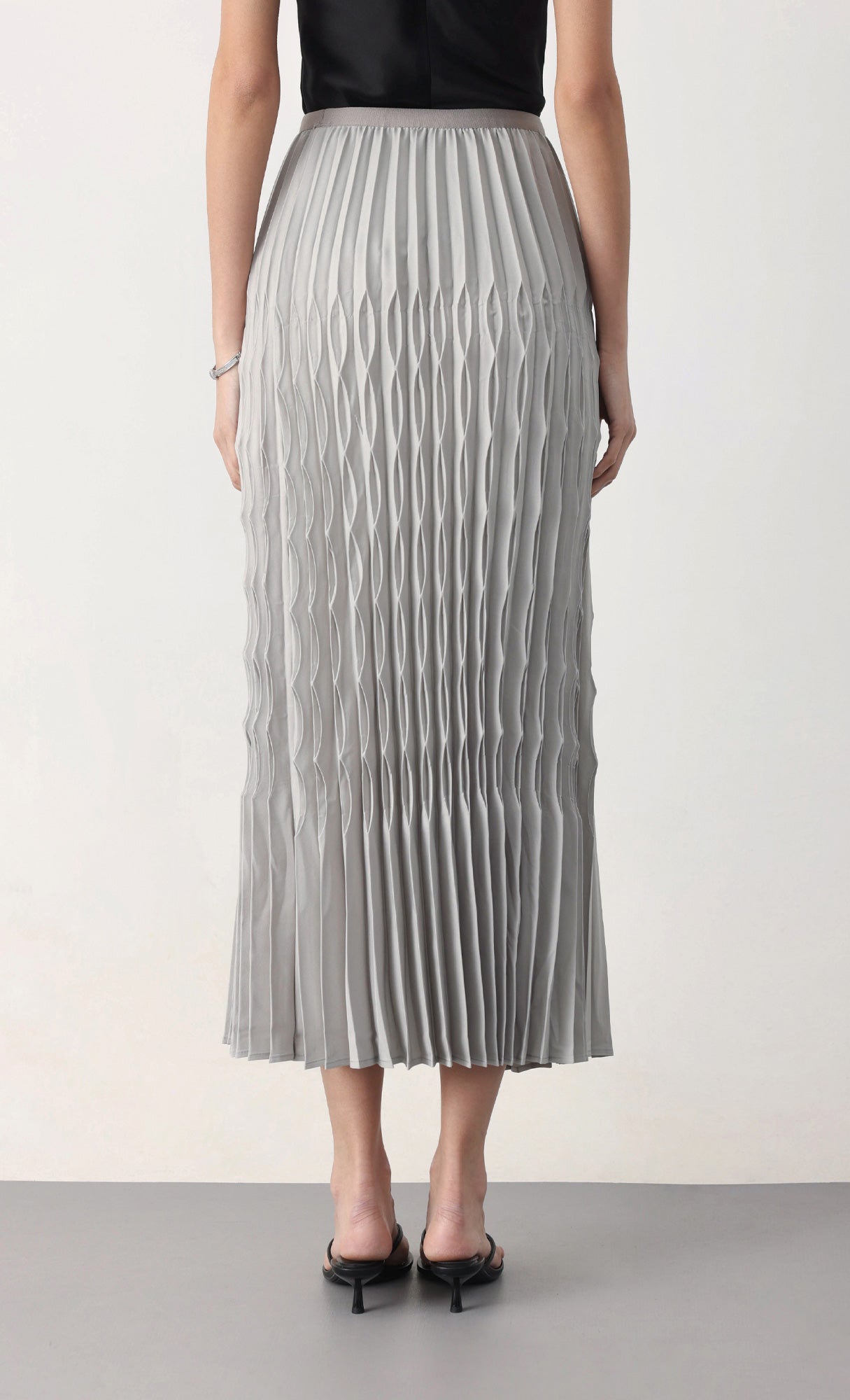 Wavy pleated skirt_grey