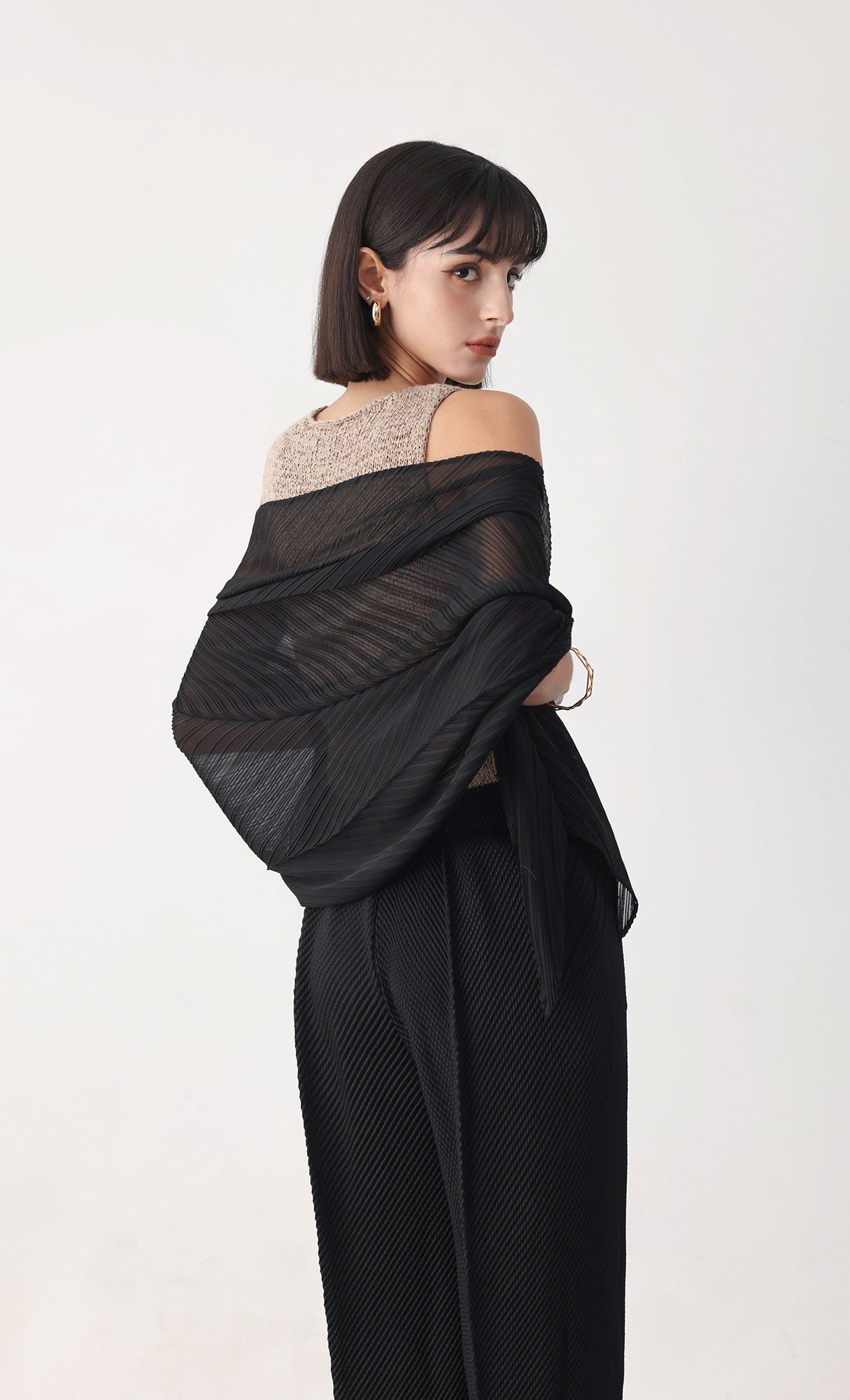 Essential pleated scarf_black
