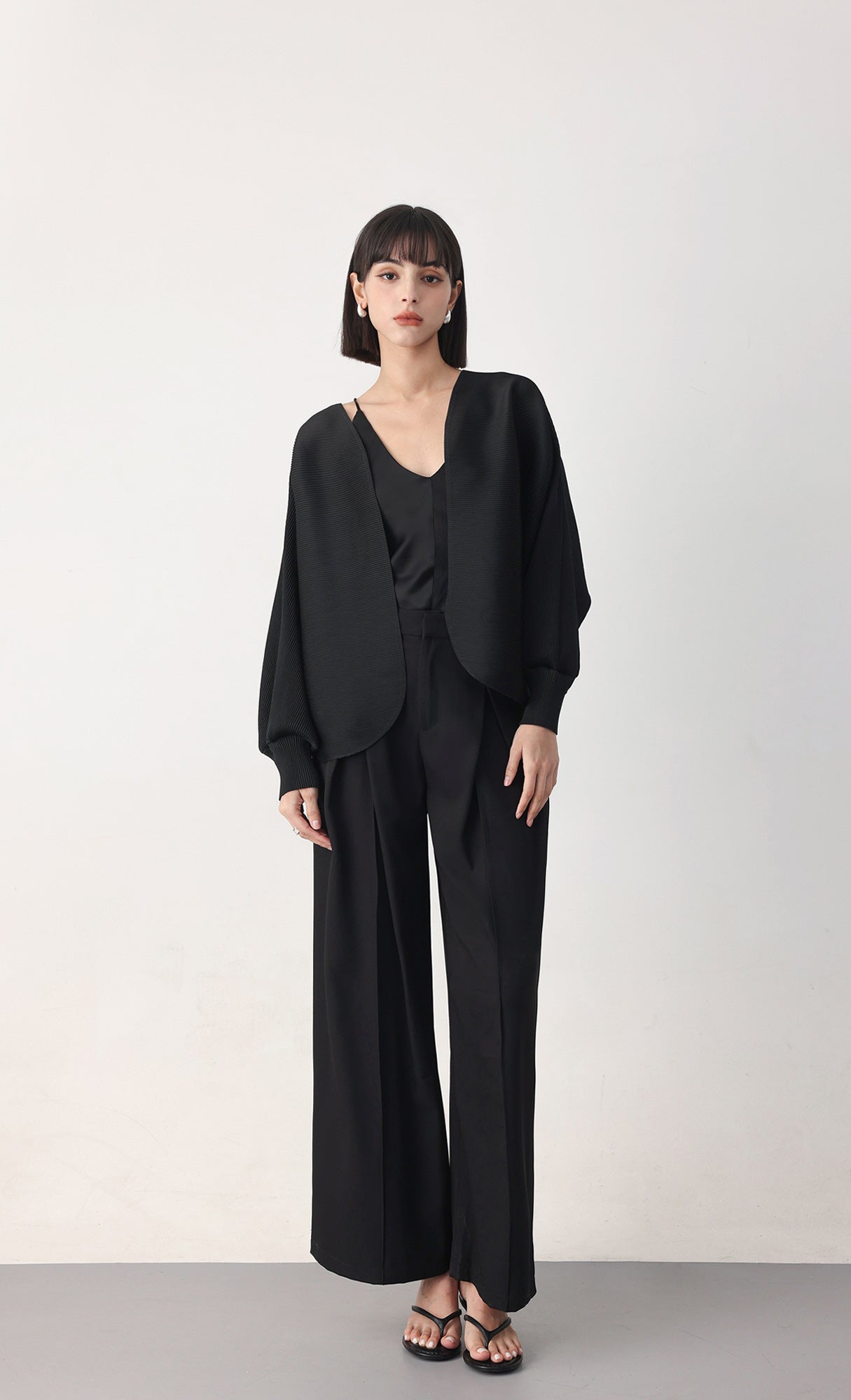 Ray pleated cardigan_black