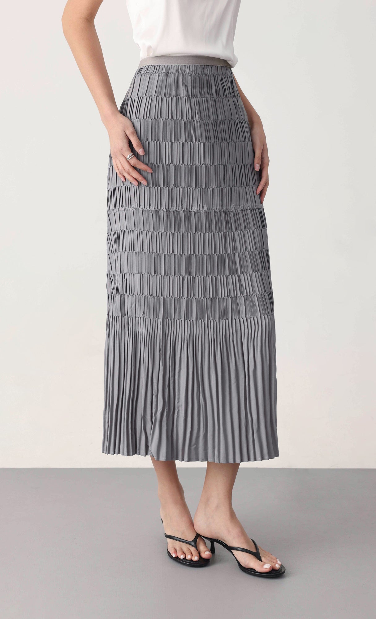 Rolly pleated skirt_grey
