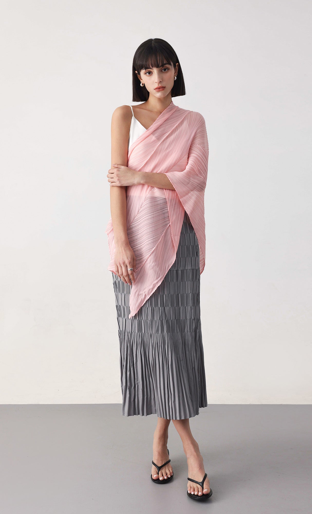 Essential pleated scarf_pink