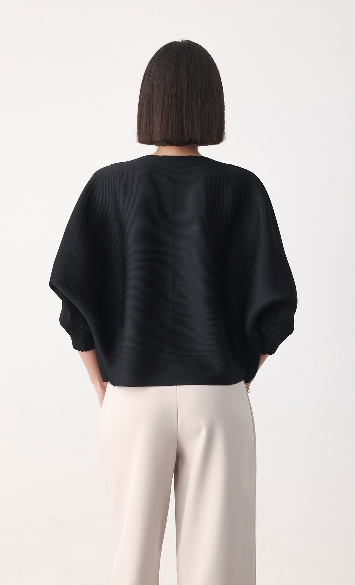 Ainy pleated cardigan jacket_black