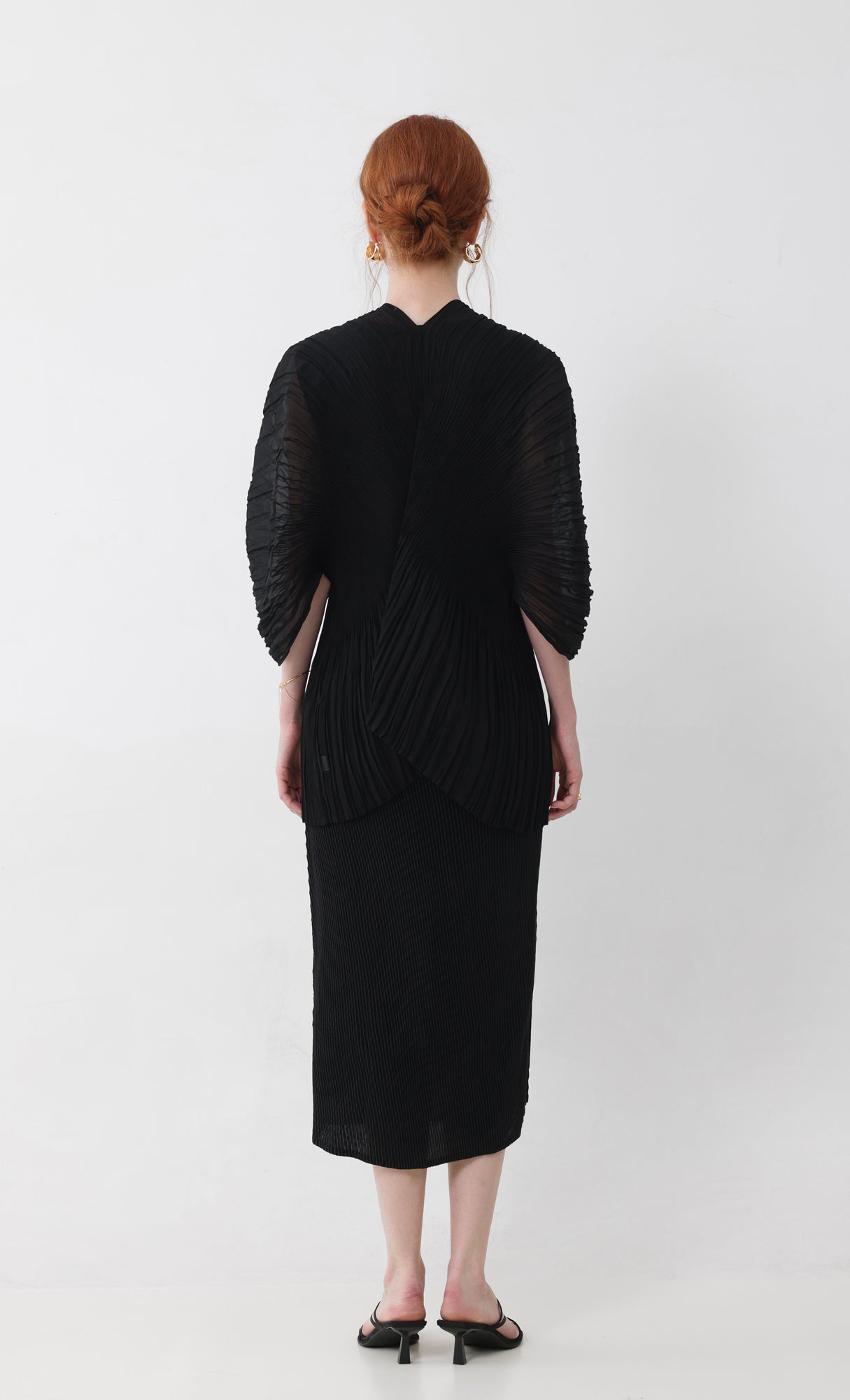 Aban pleated puff cardigan_black