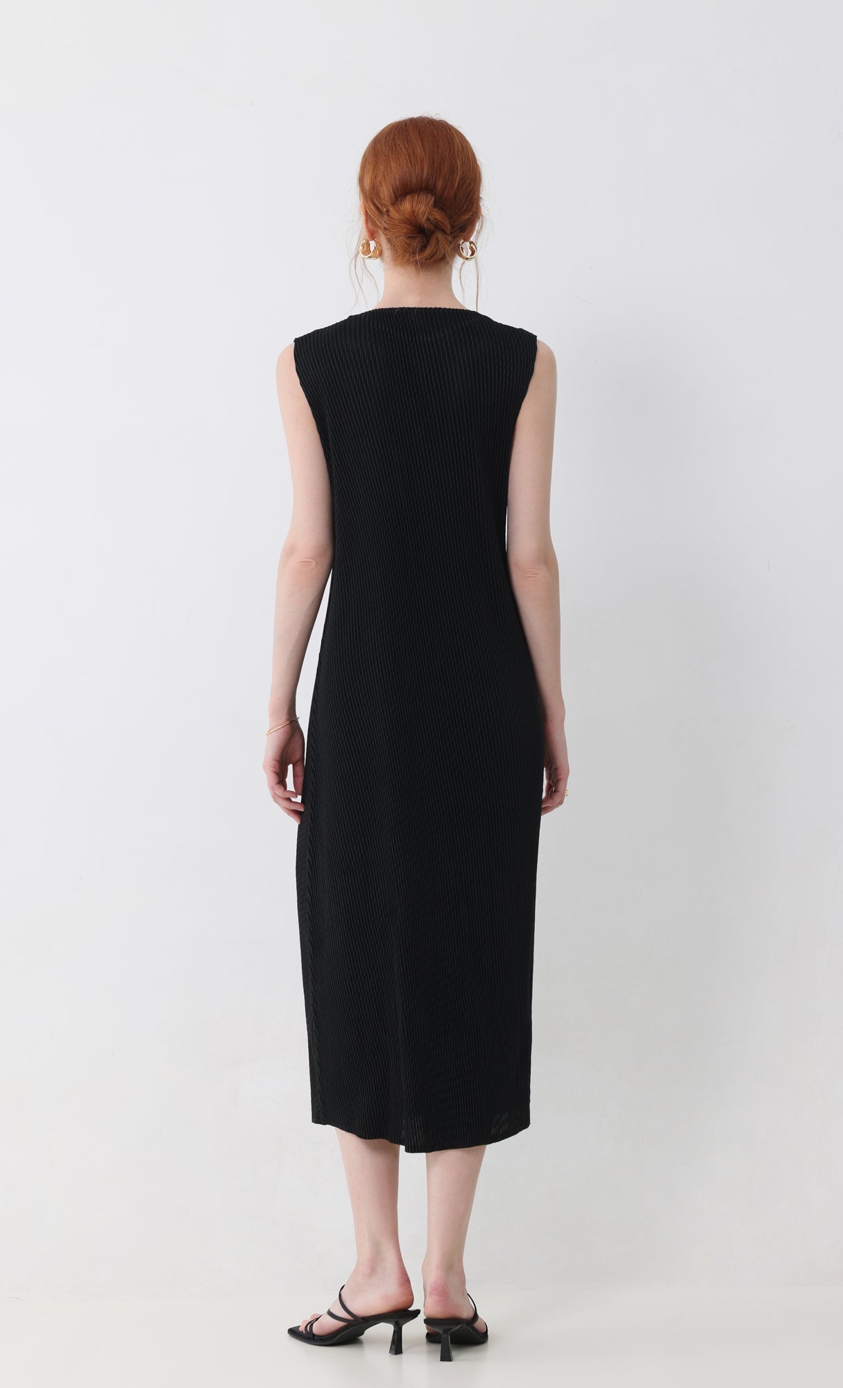 ner sleeveless pleats dress_black