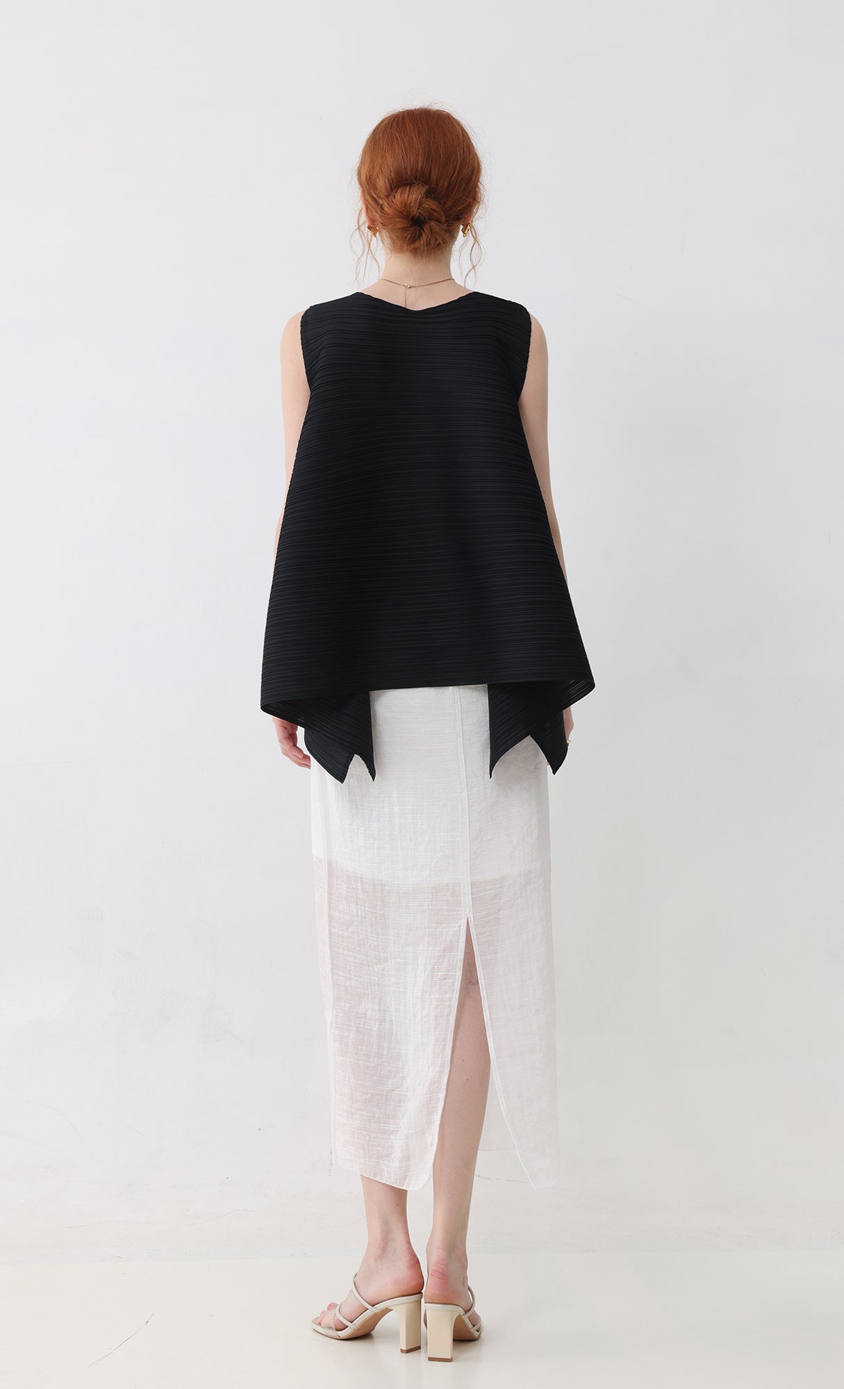Fine flare pleated top_black