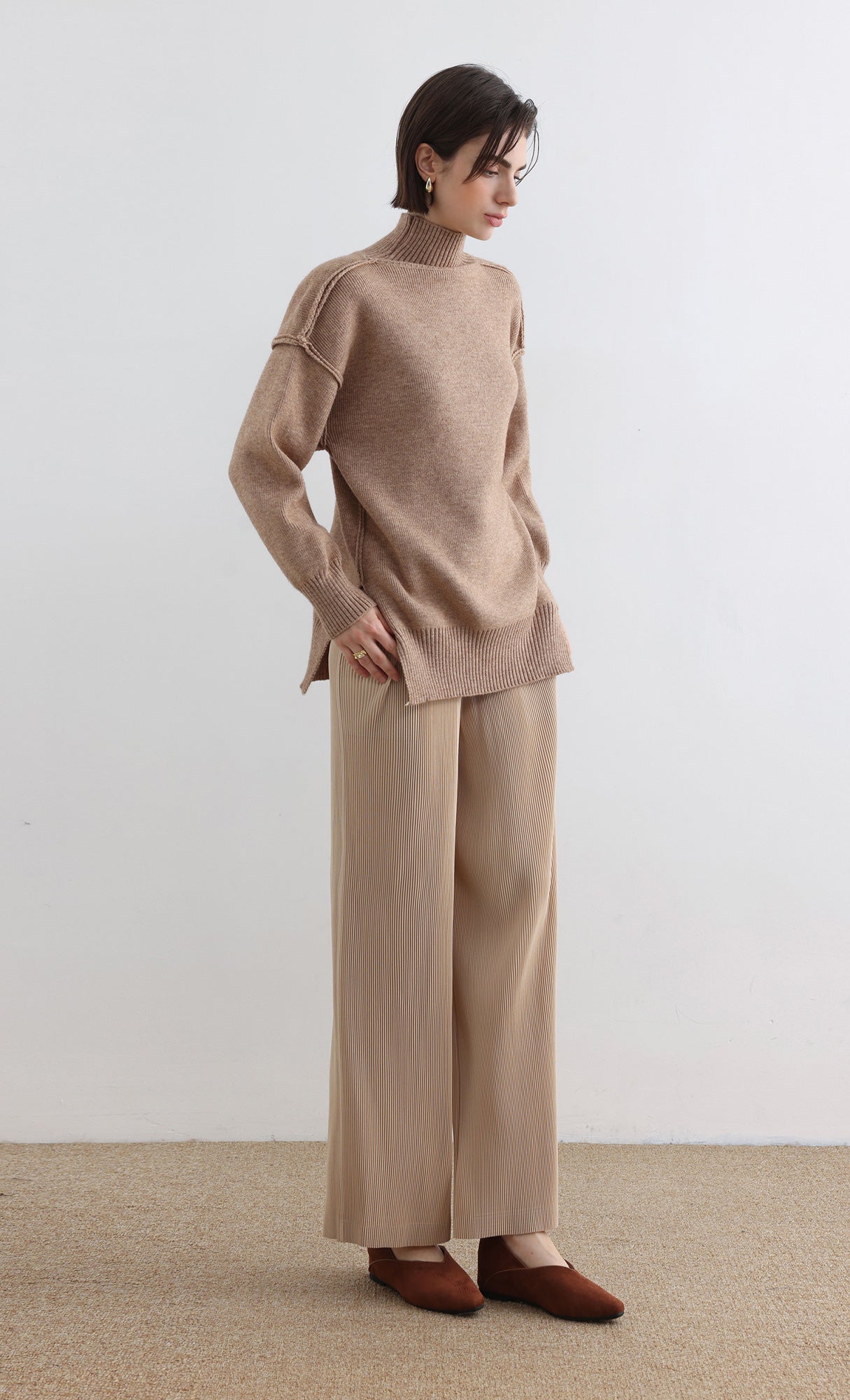 Massino Pleated Pants_Light Beige