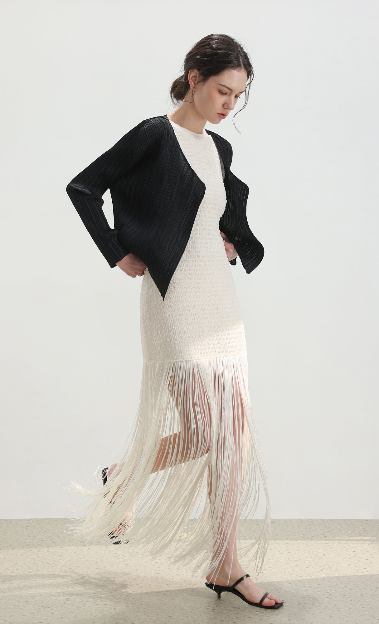 Pia pleated cardigan_black