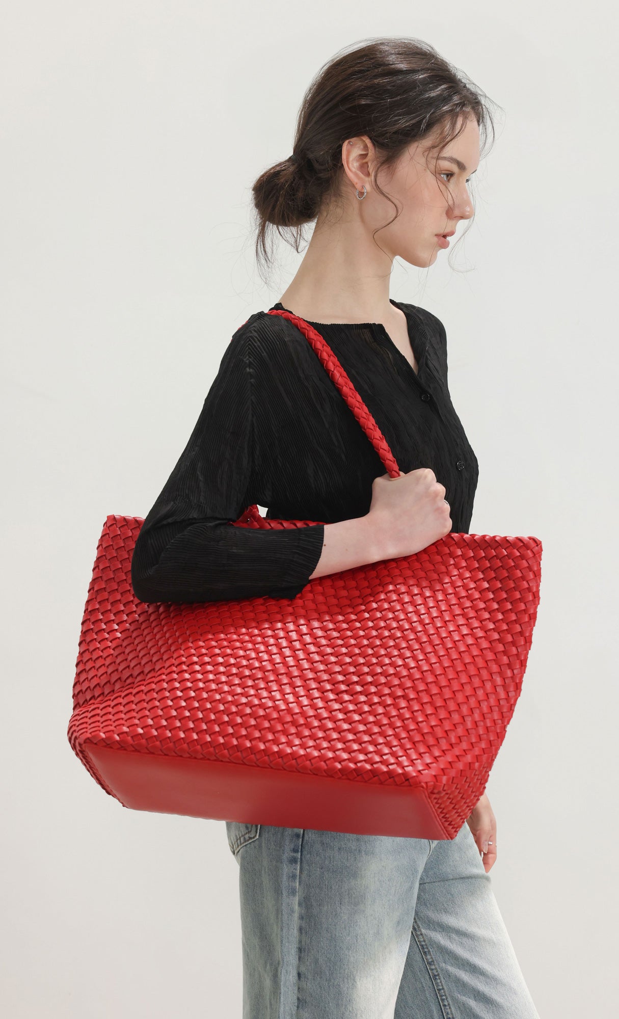Ena weaving shopper bag_red