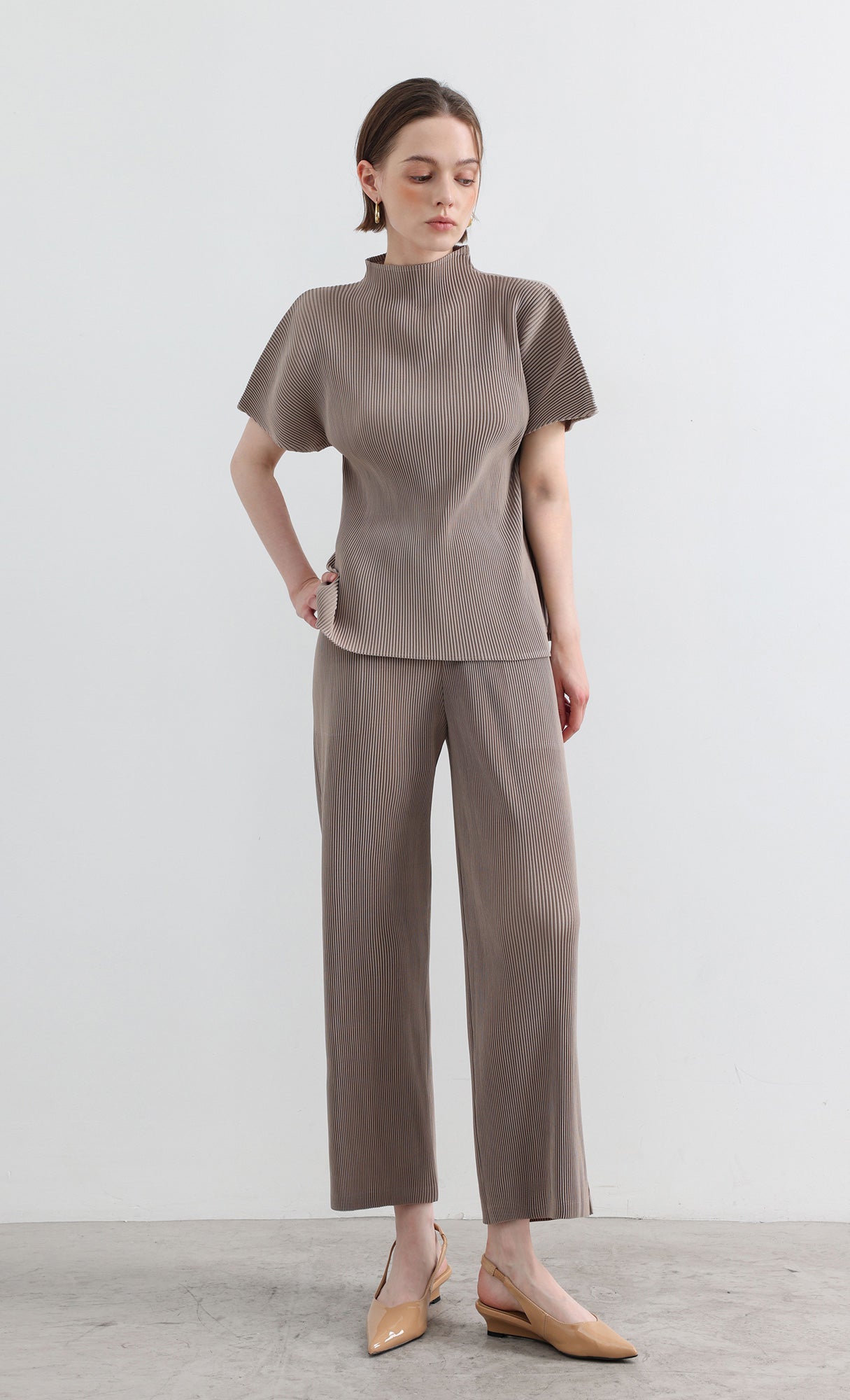 Essential Pleated Pants_Beige