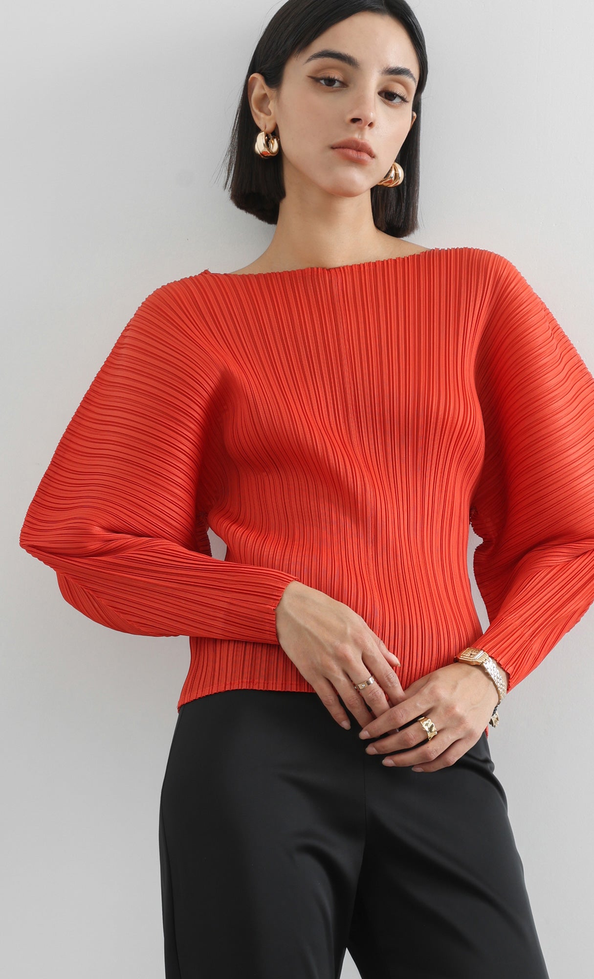 bloom pleated blouse_red