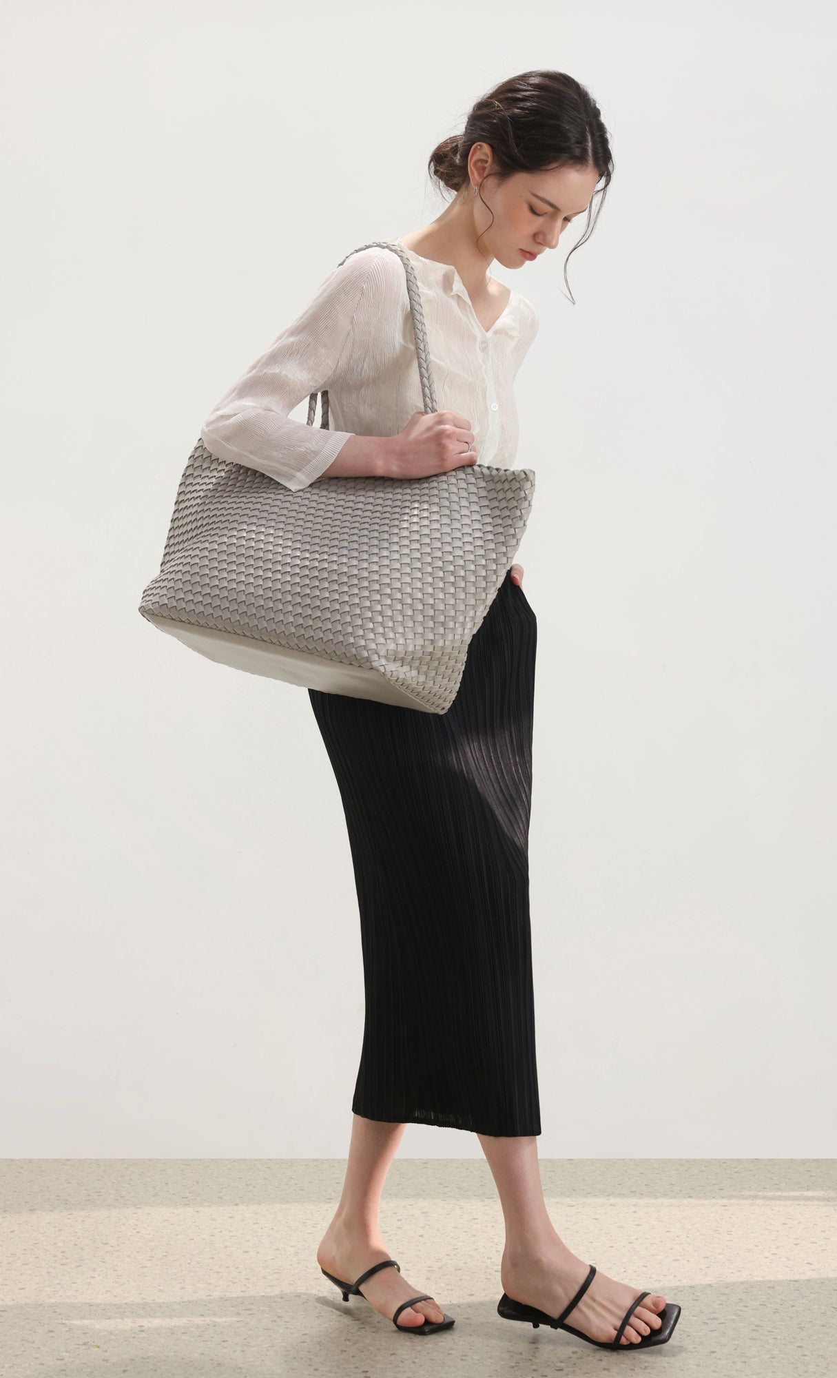 Ena weaving shopper bag_grey