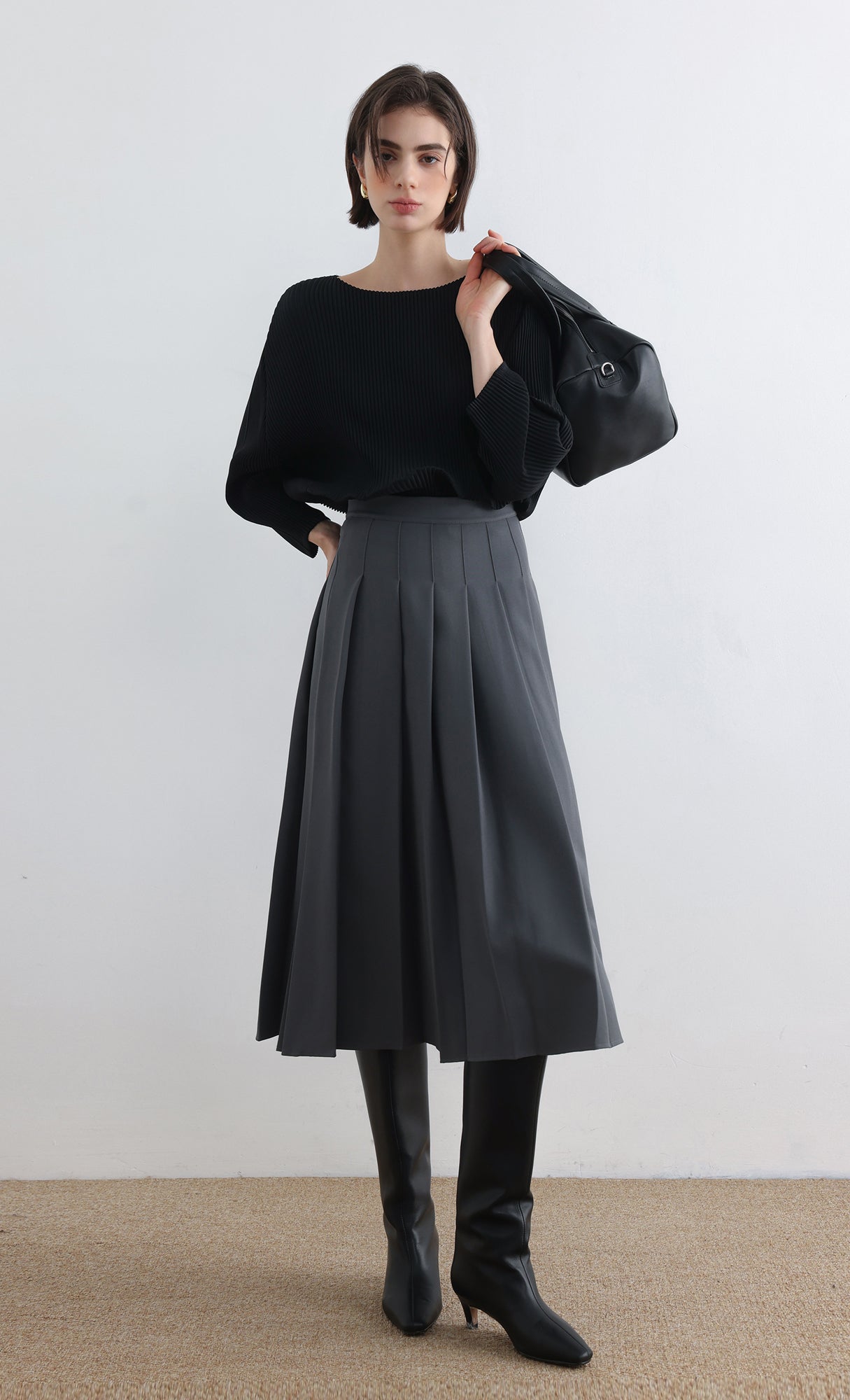 Rindy ray pleated Top_Black