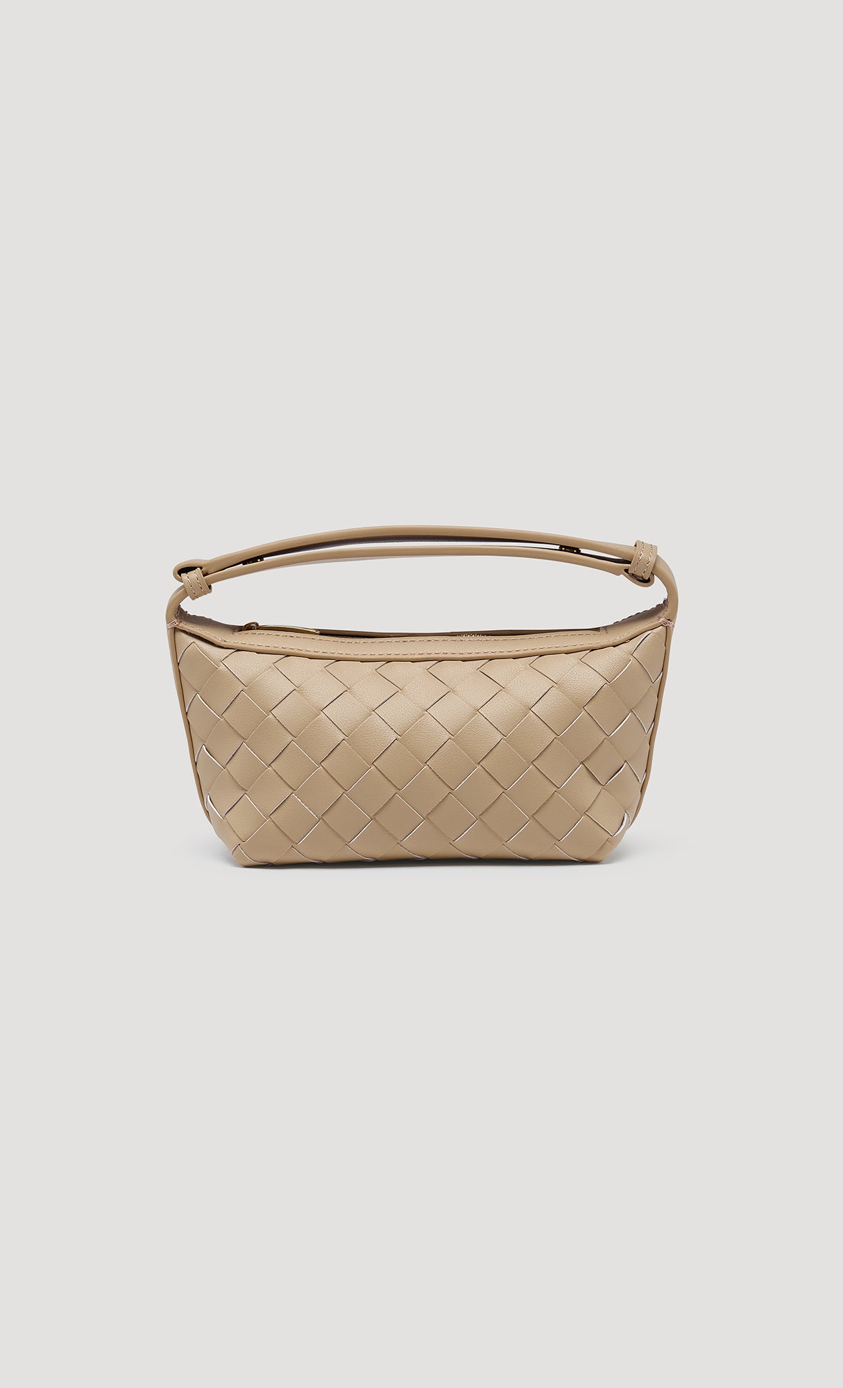 Weaved Leather Mini Hobo Bag_Beige