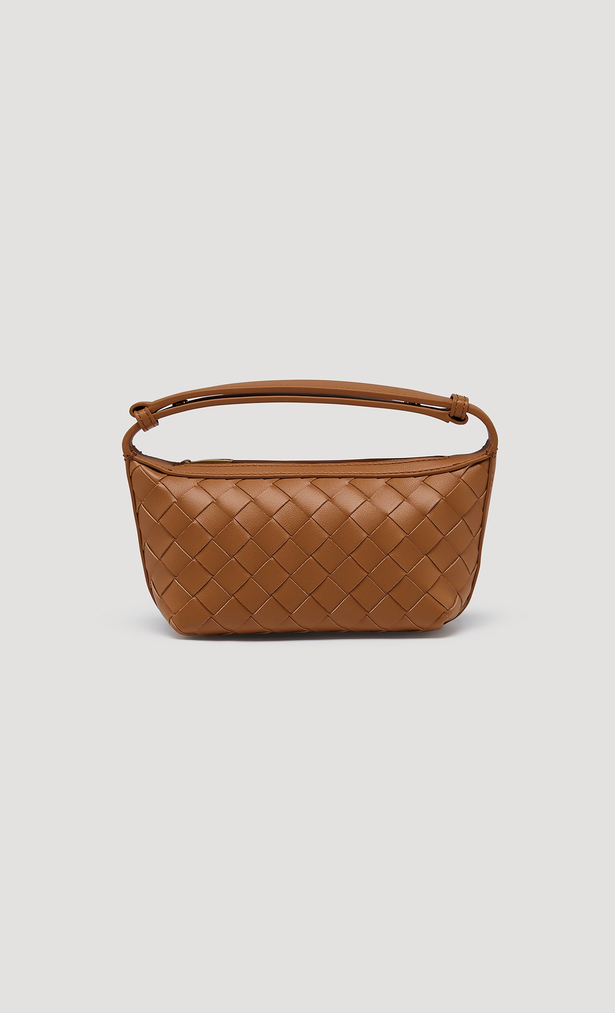 Weaving Leather Mini Hobo Bag_Camel