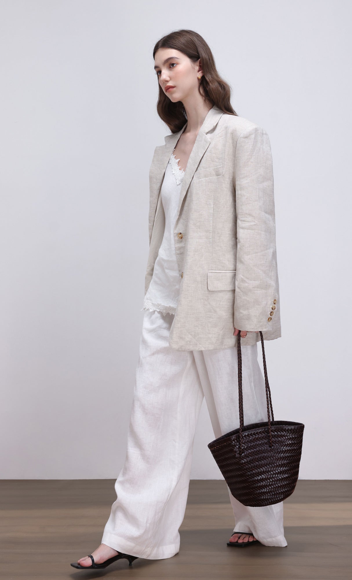 [Pouch SET] Stacy weaving leather shoulder bag_brown