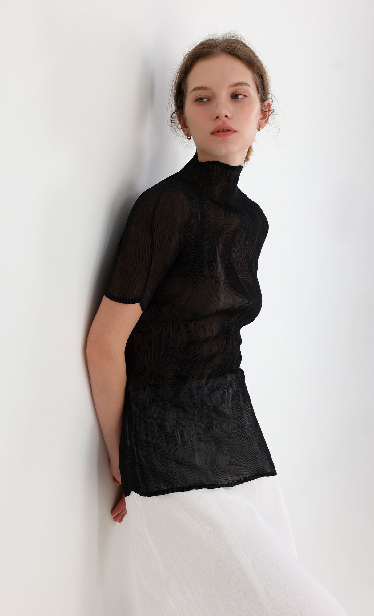 Roco crinkle pleated Top_black