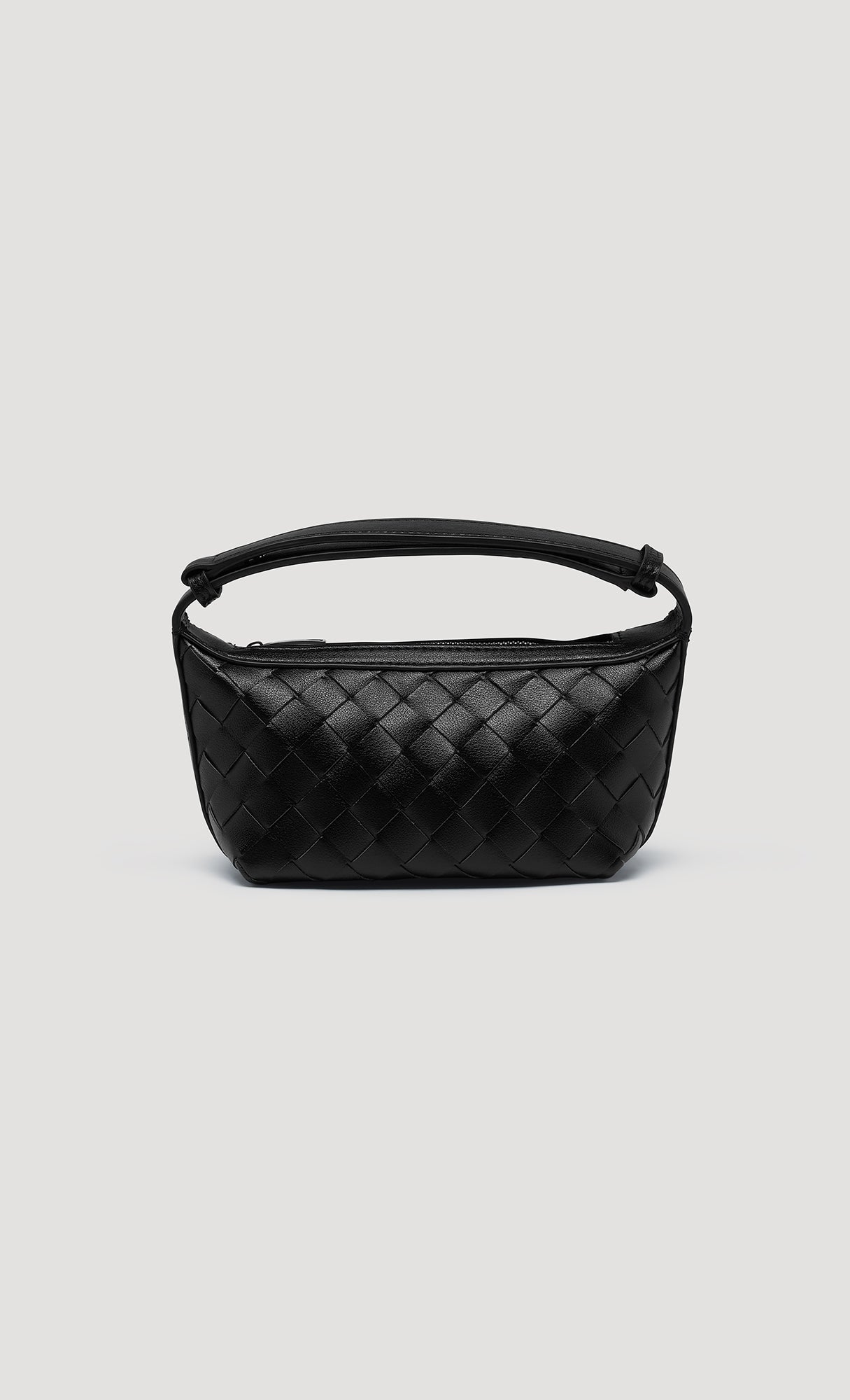 Weaving Leather Mini Hobo Bag_Black