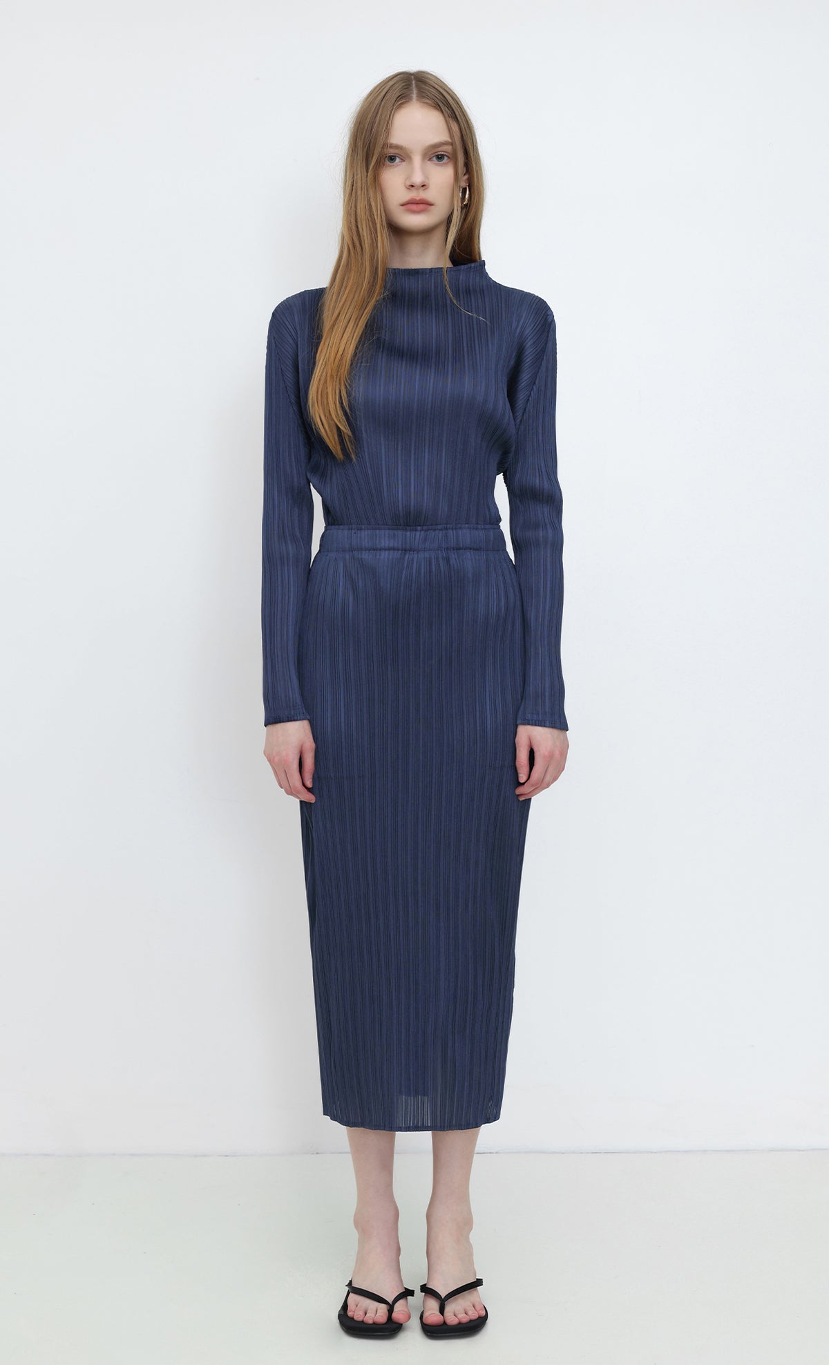 Core Pleated Skirt_Navy