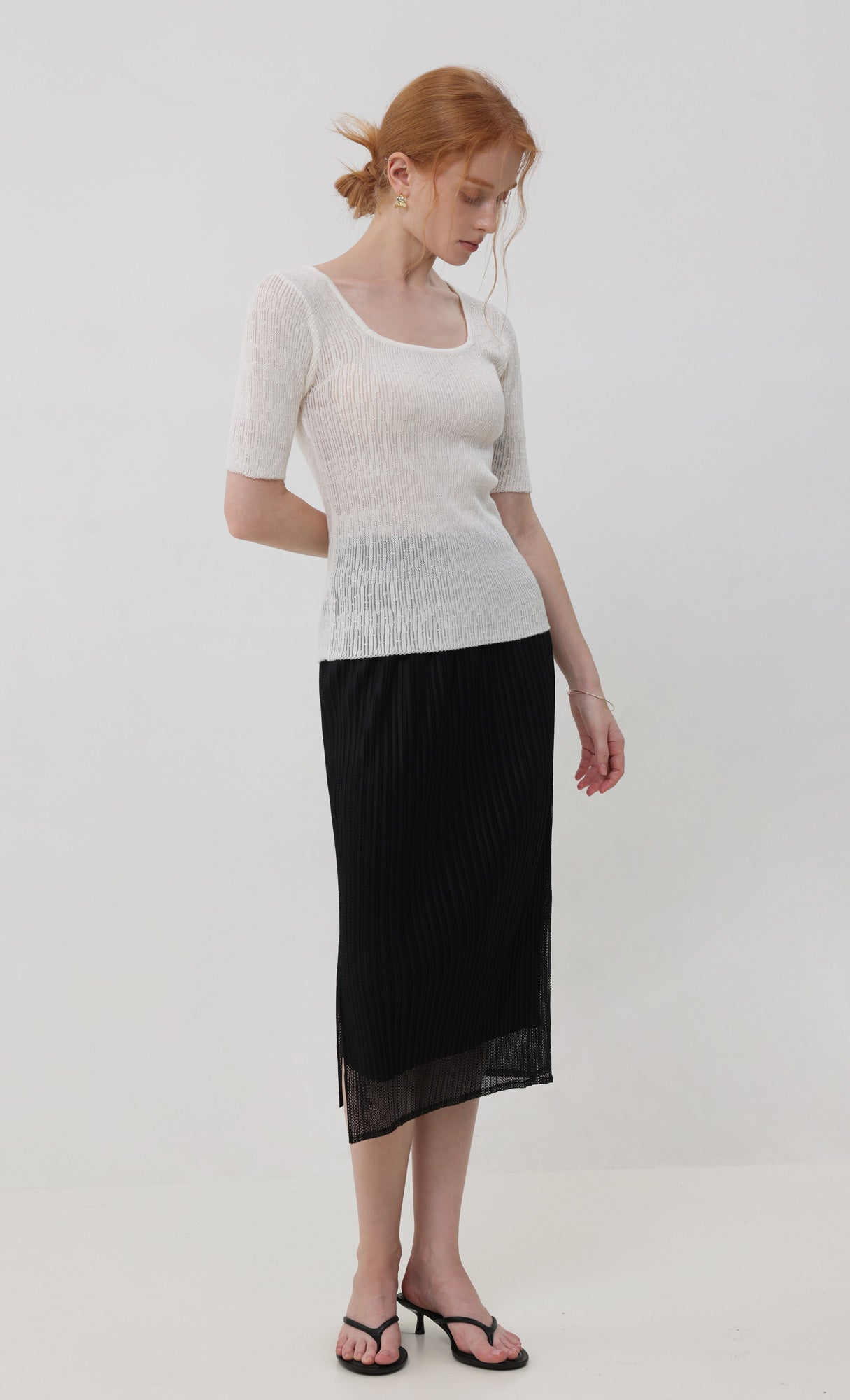 Airy pleated skirt _black