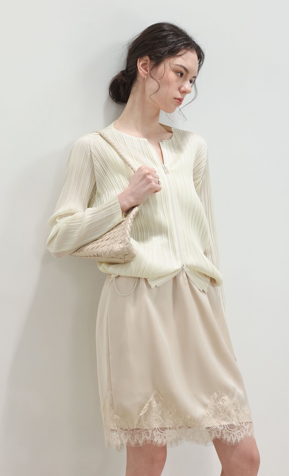 Lina pleated blouson jumper_ivory