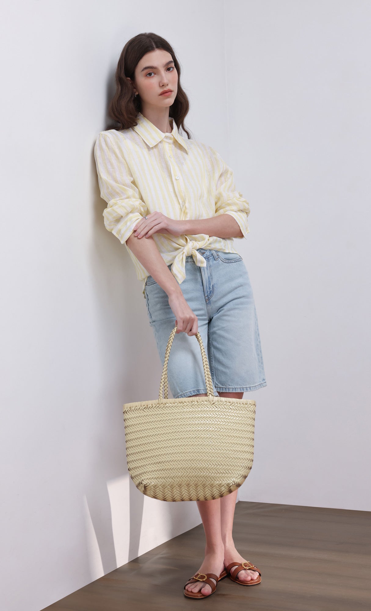 [Pouch SET] Kevin weaving leather shoulder bag_ivory