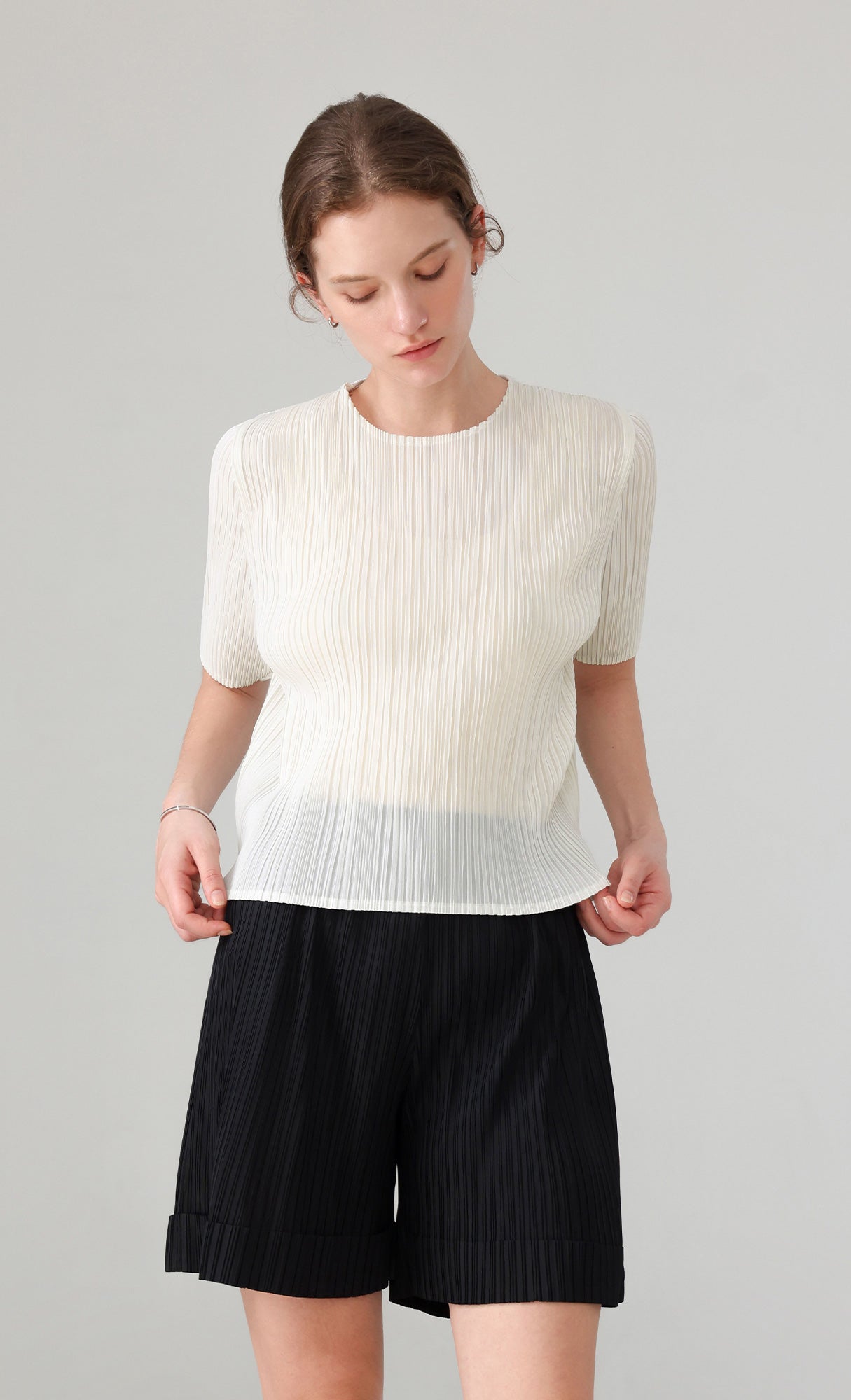 Parky Pleated Top_ivory