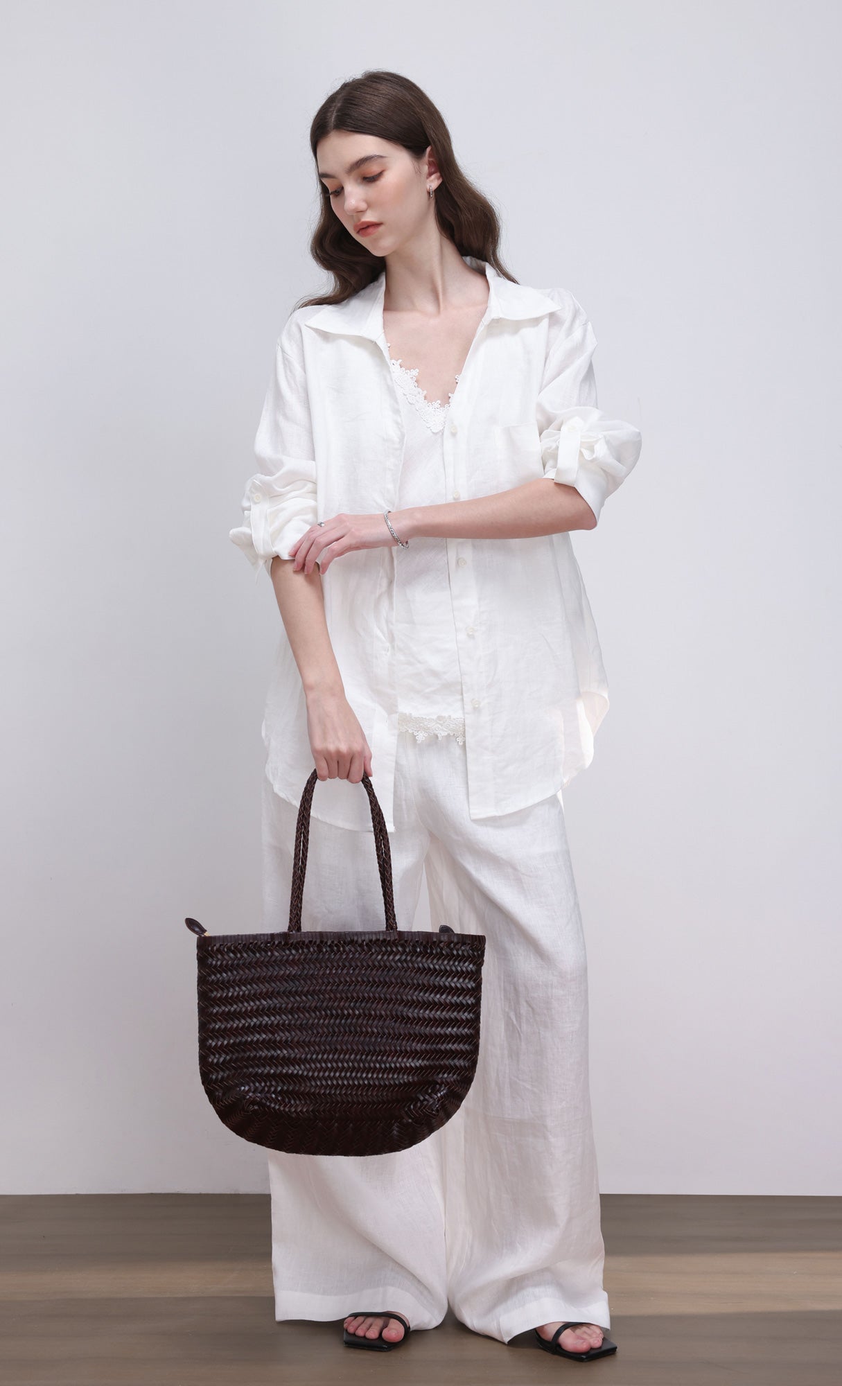 [Pouch SET] Kevin weaving leather shoulder bag_brown