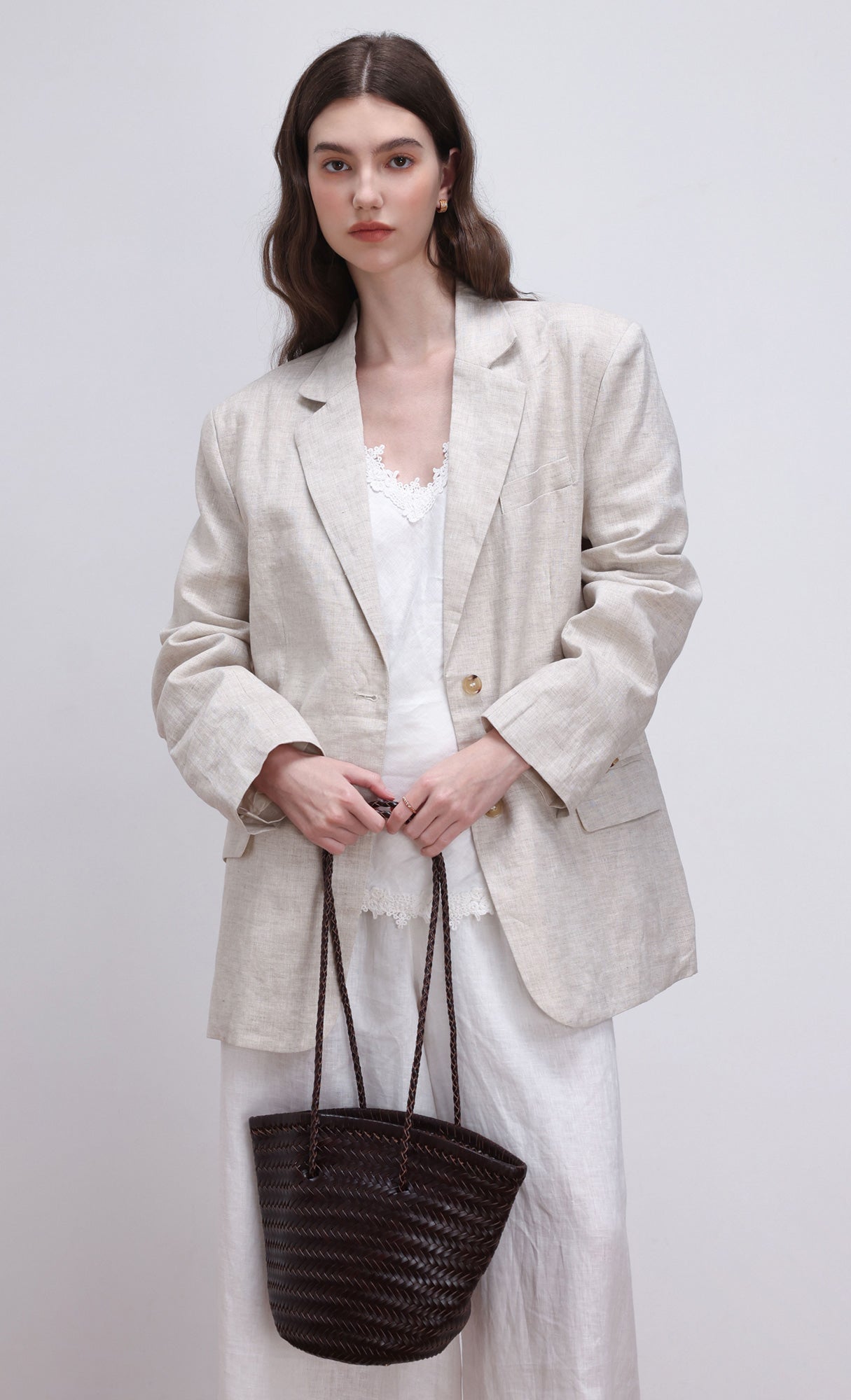 [Pouch SET] Stacy weaving leather shoulder bag_brown